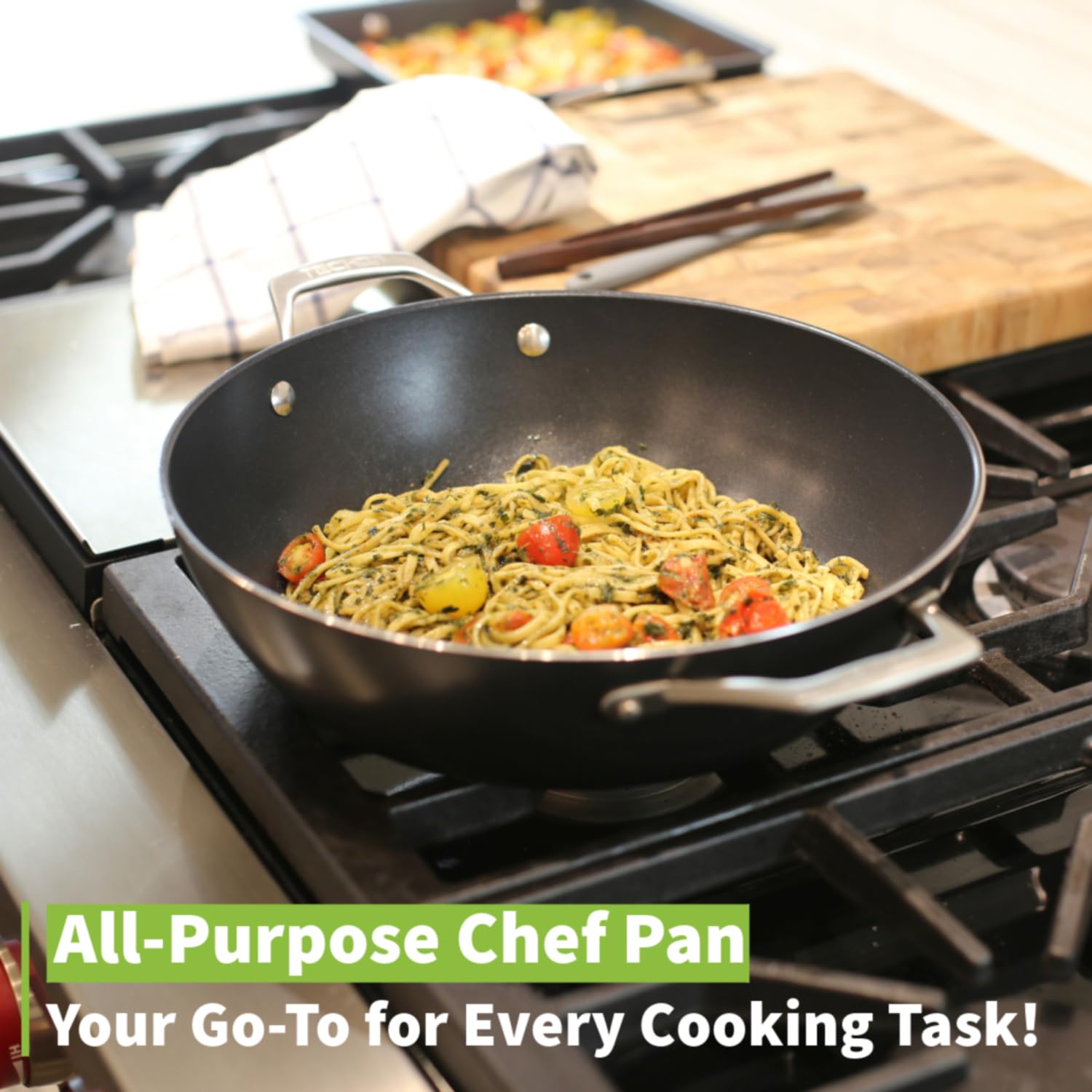 Techef - Onyx Collection, 5 Qt / 12-In Nonstick All Purpose Everyday Pan/Chef'S Pan With Cover, Made In Korea