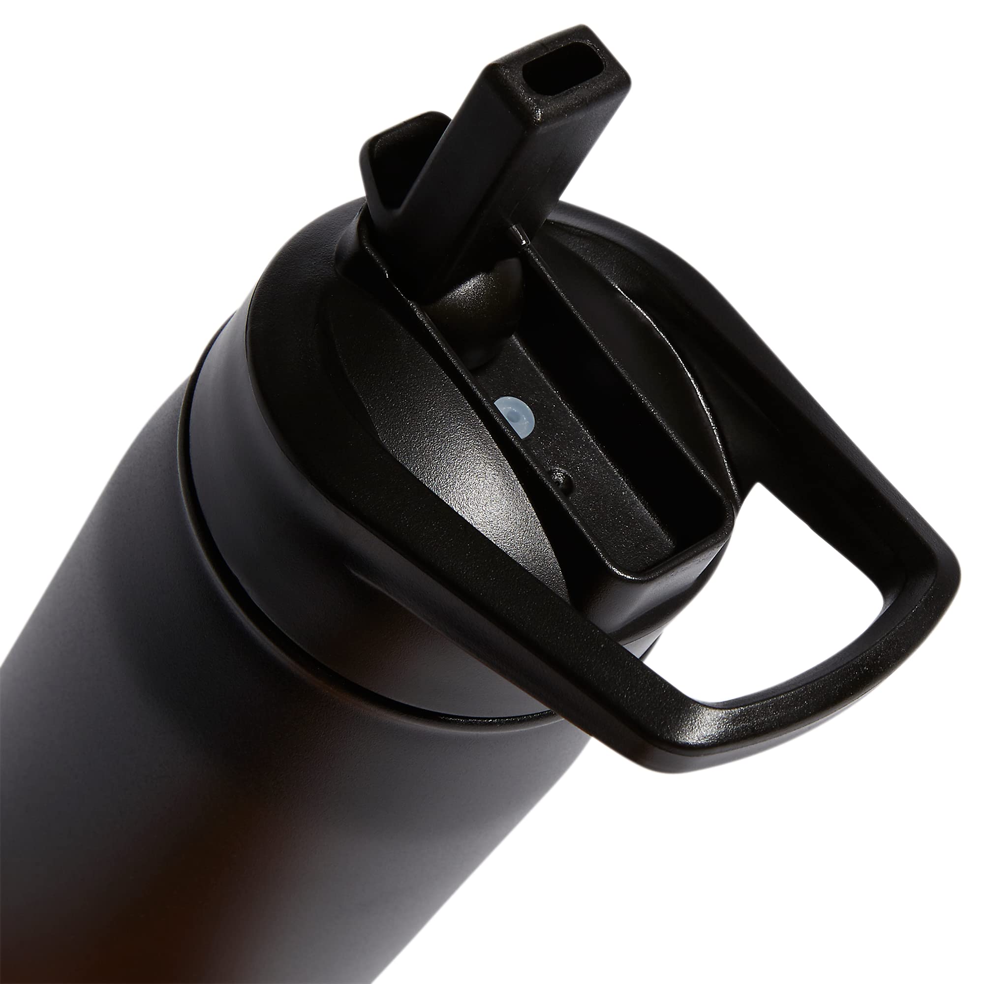 Adidas 600 Ml (20 Oz) Straw Top Metal Water Bottle, Hot/Cold Double-Walled Insulated 18/8 Stainless Steel, Black/Onix Grey, One