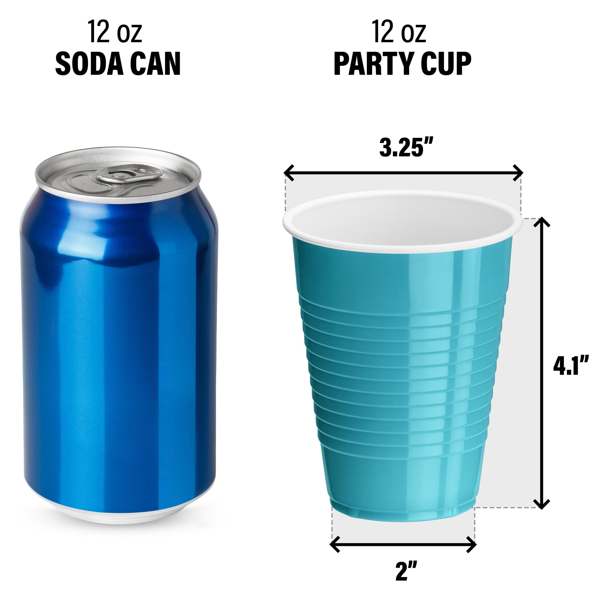 Decorrack Turquoise Plastic Cups, 12 Oz Disposable Cups, Reusable Party Supplies (120 Count)