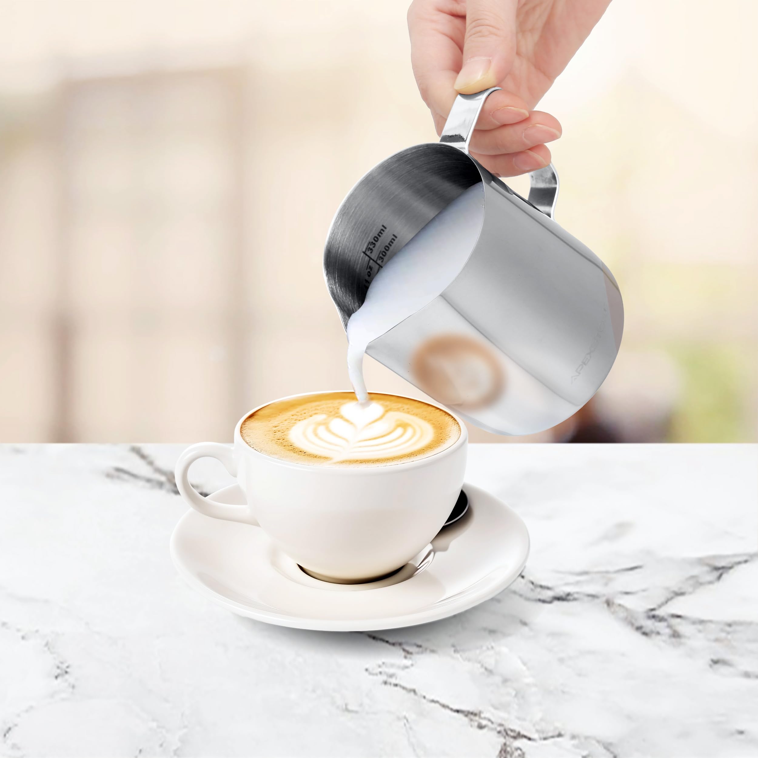 Apexstone 12 oz Espresso Steaming Pitcher  Coffee Milk Frothing Cup  Coffee Steaming Pitcher 12 oz/350 ml