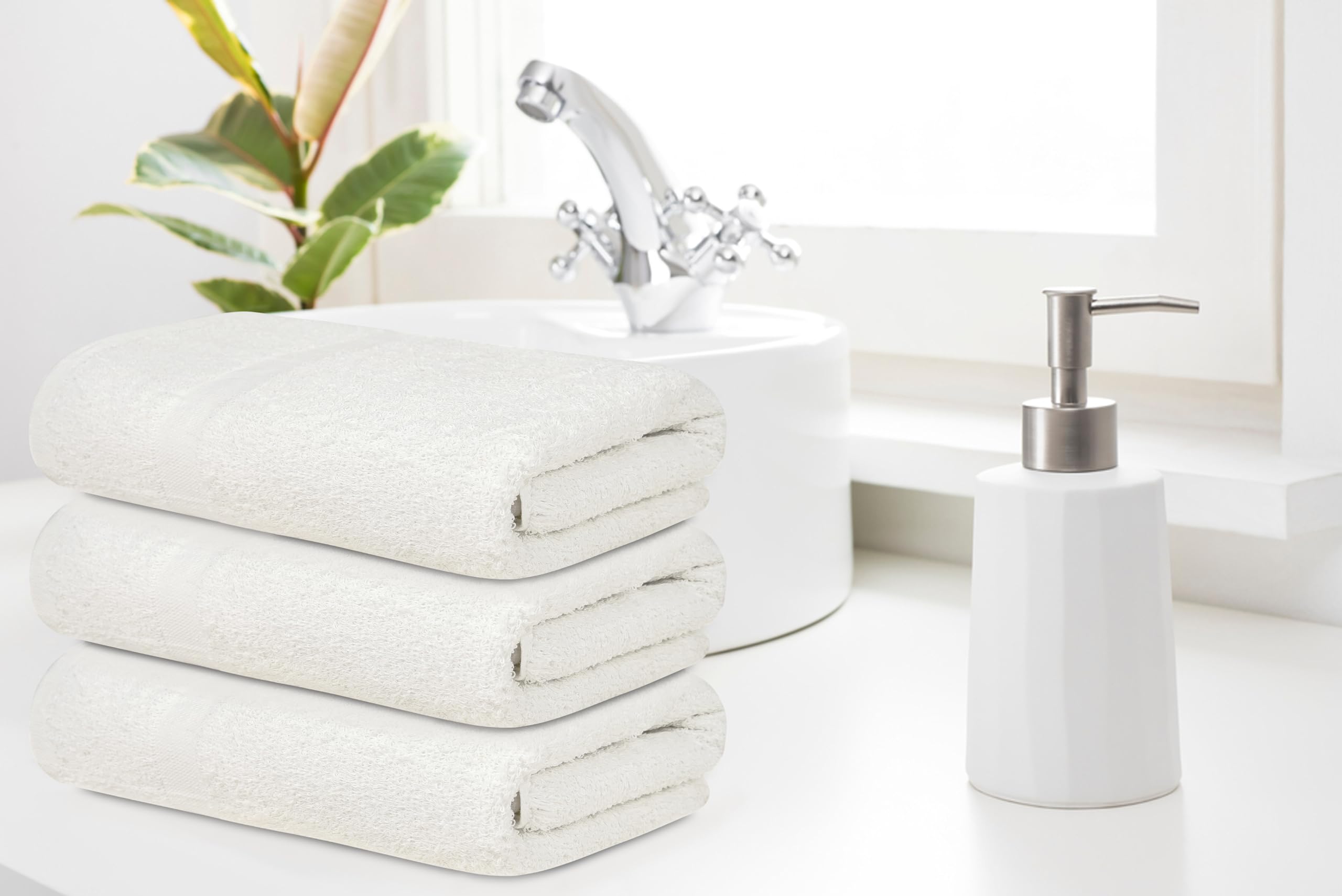Zuperia White Bath Towels Bulk 12 Pack - 22 X 44 Inches, 100% Cotton Economy Light Weight Towels For Commercial Use - Quick Dry,