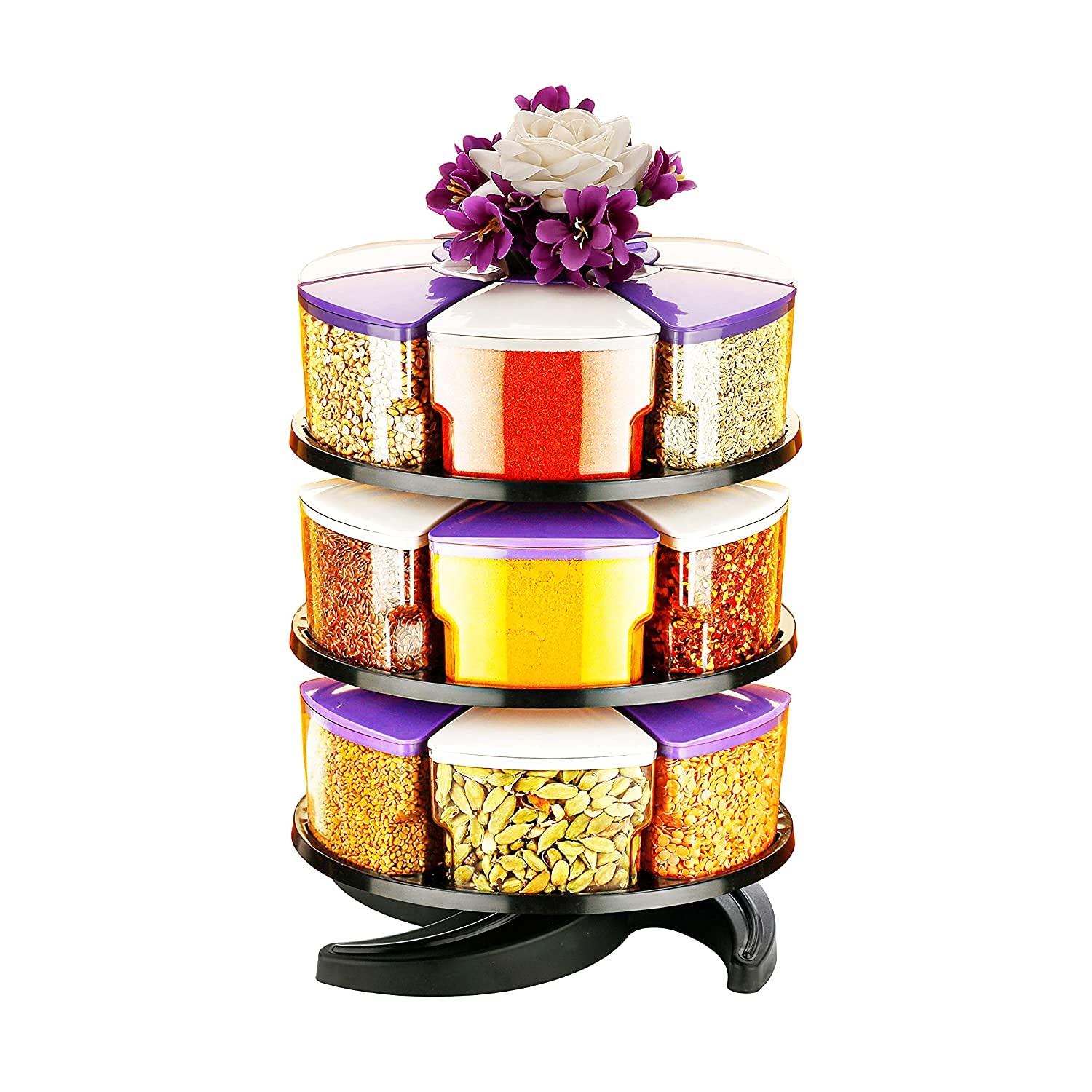 Avvic Mart Multipurpose Spice Rack Spice Containers For Storage Plastic Stackable And Space Savvy Dining Table Spice Rack For Ki