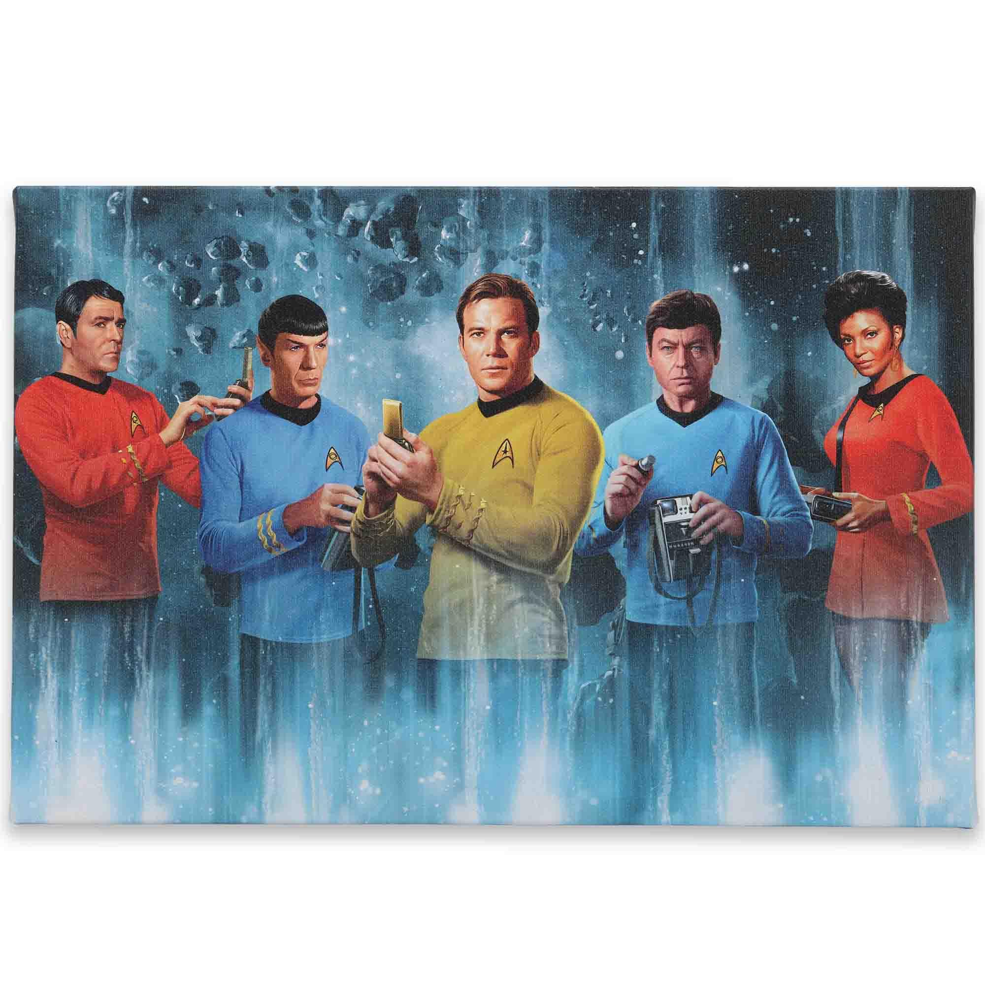 Open Road Brands Star Trek: The Original Series Characters Gallery Wrapped Canvas Wall Decor - Vintage Star Trek Wall Art For Ho