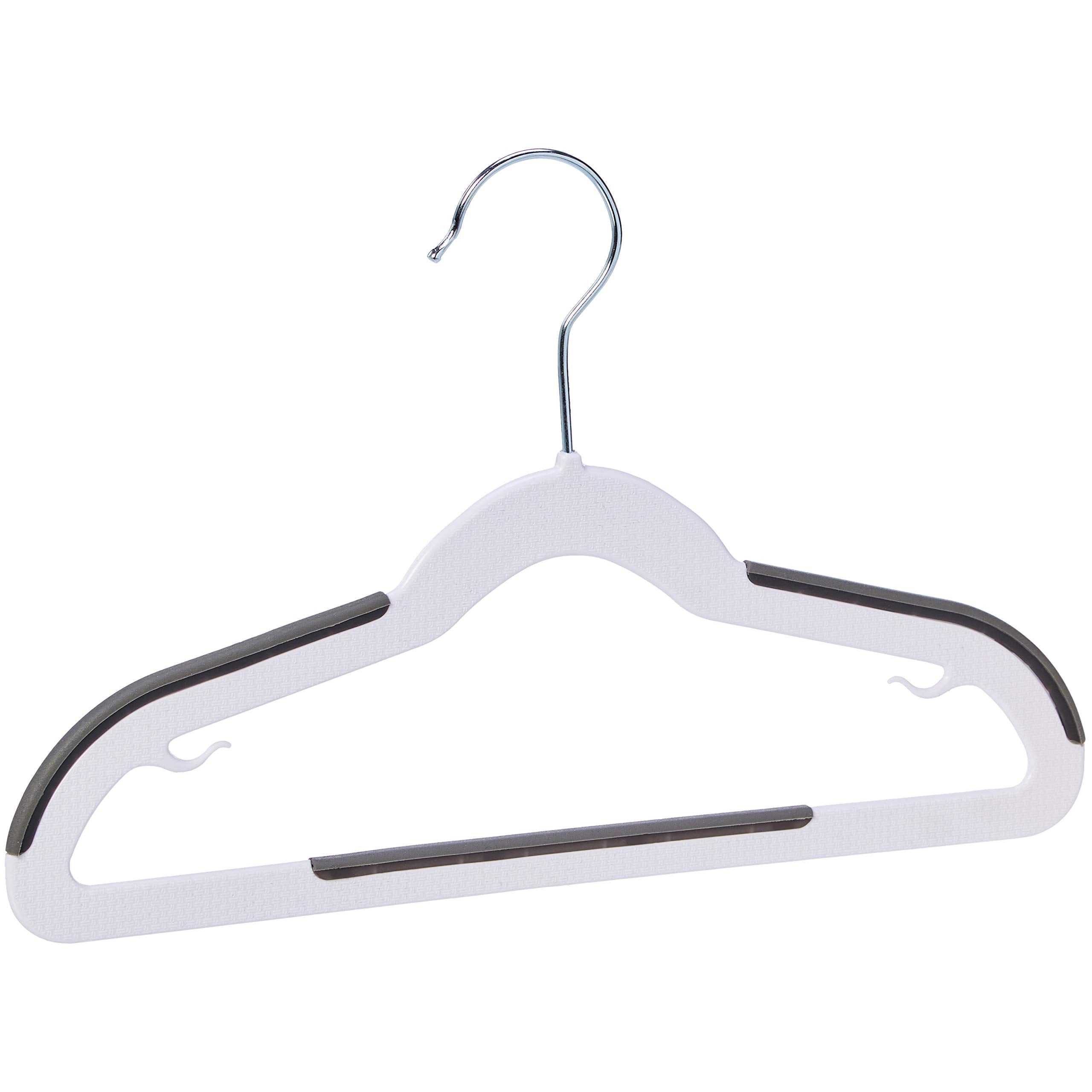 Amazon Basics Plastic Kids Clothes Hangers With Non-Slip Pad, 30-Pack, White And Black, 12.8'' W X 8'' H X 0.3'' D