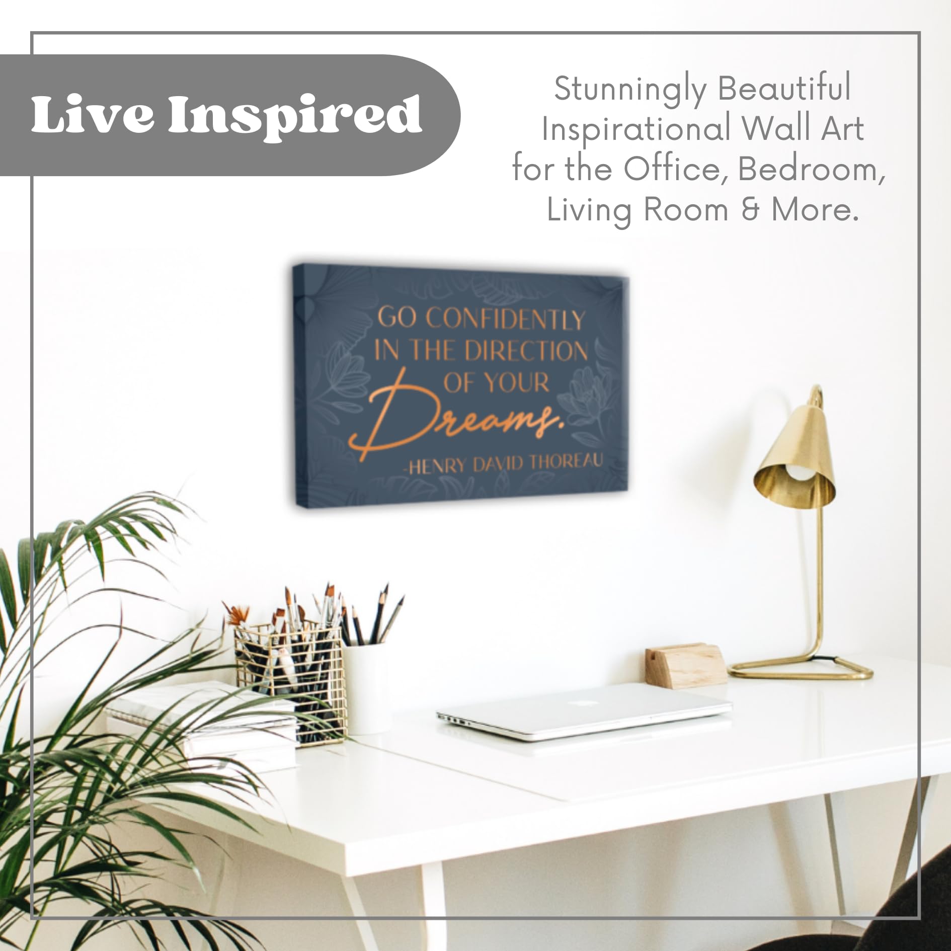 Inspirational Wall Art Poster For Bedroom, Office, Living Room - Framed Canvas - 10 X 16.5 Inch Motivational Print