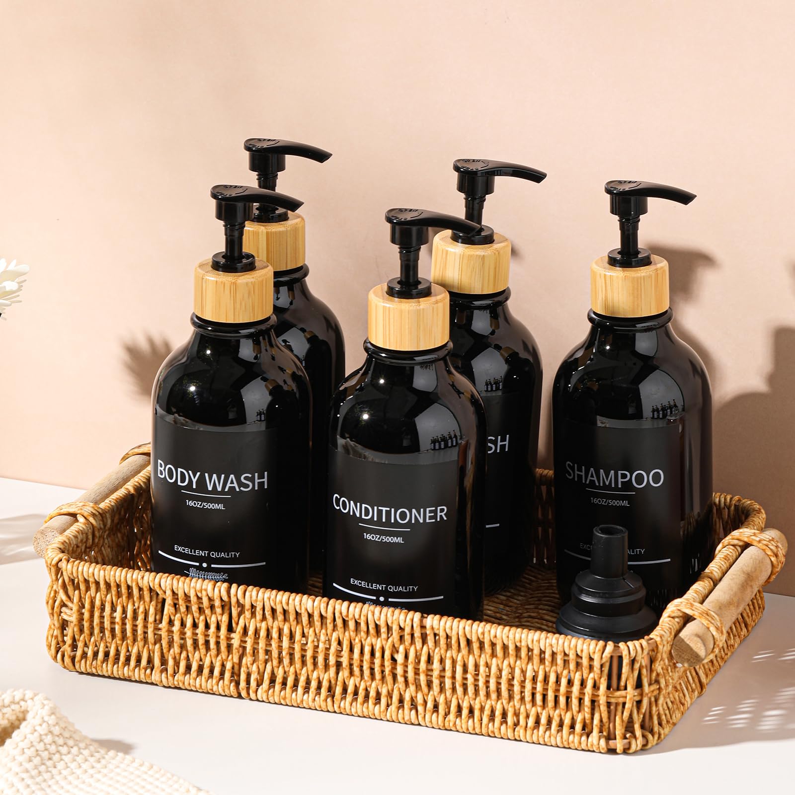 Mithrgrous Shampoo And Conditioner Dispenser Bottles,5Pack Shampoo Bottles Refillable,16.9Oz Refillable Shampoo And Conditioner