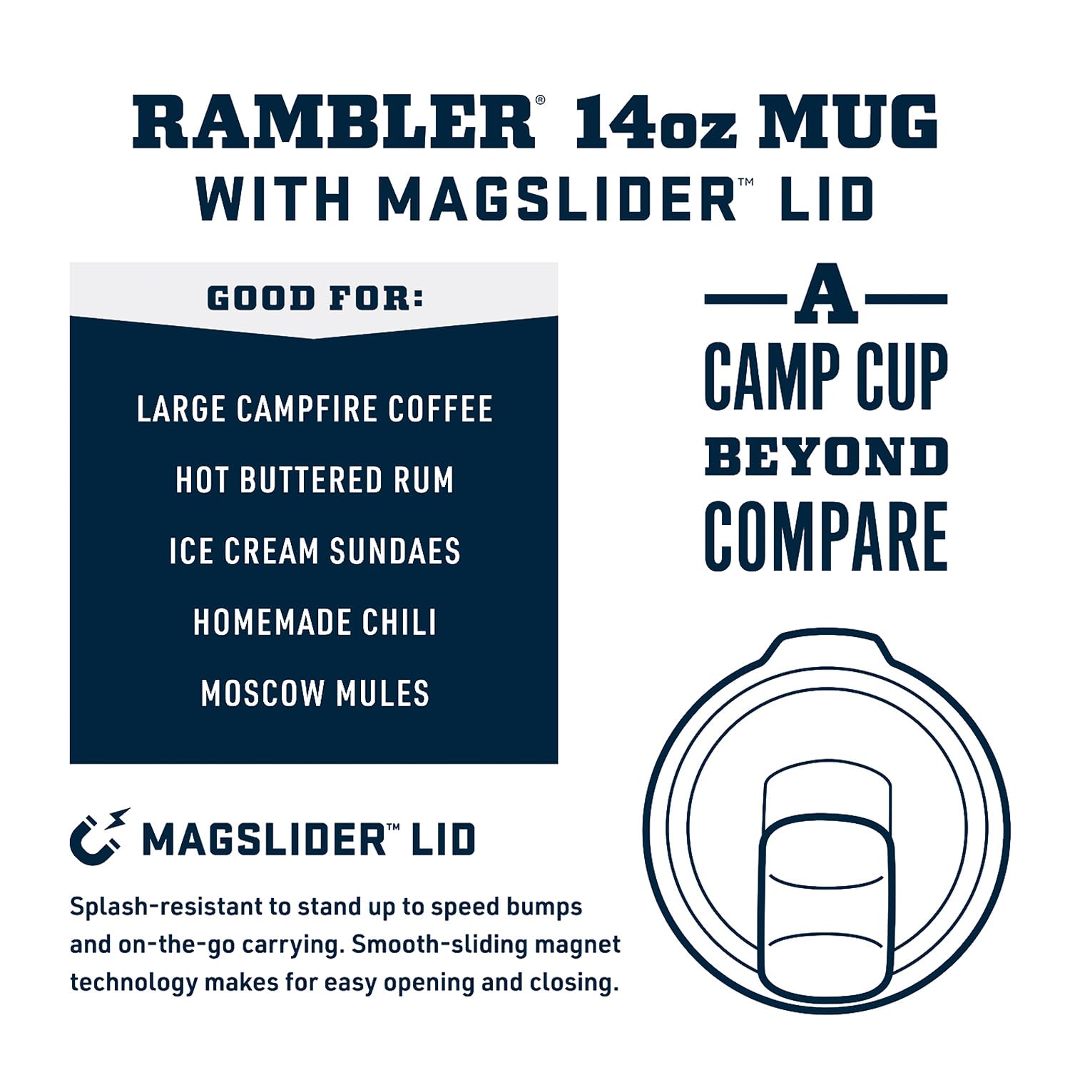 Yeti Rambler 14 Oz Stackable Mug, Vacuum Insulated, Stainless Steel With Magslider Lid, Big Wave Blue