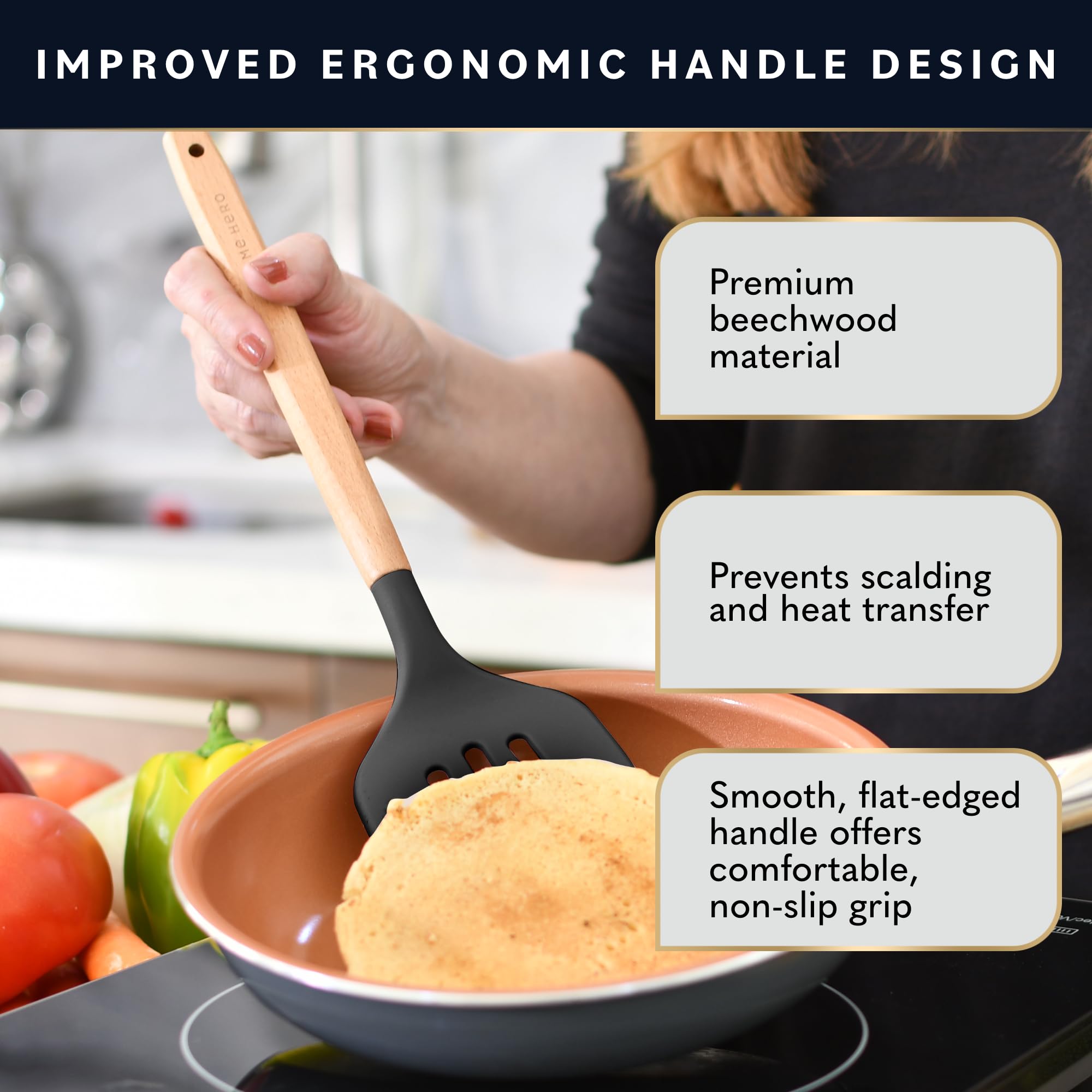 Home Hero 44 Pcs Silicone Kitchen Utensils Set, Non-Stick Silicone Cooking Utensils Set With Spatula, Wooden Handle Spatula, Sil