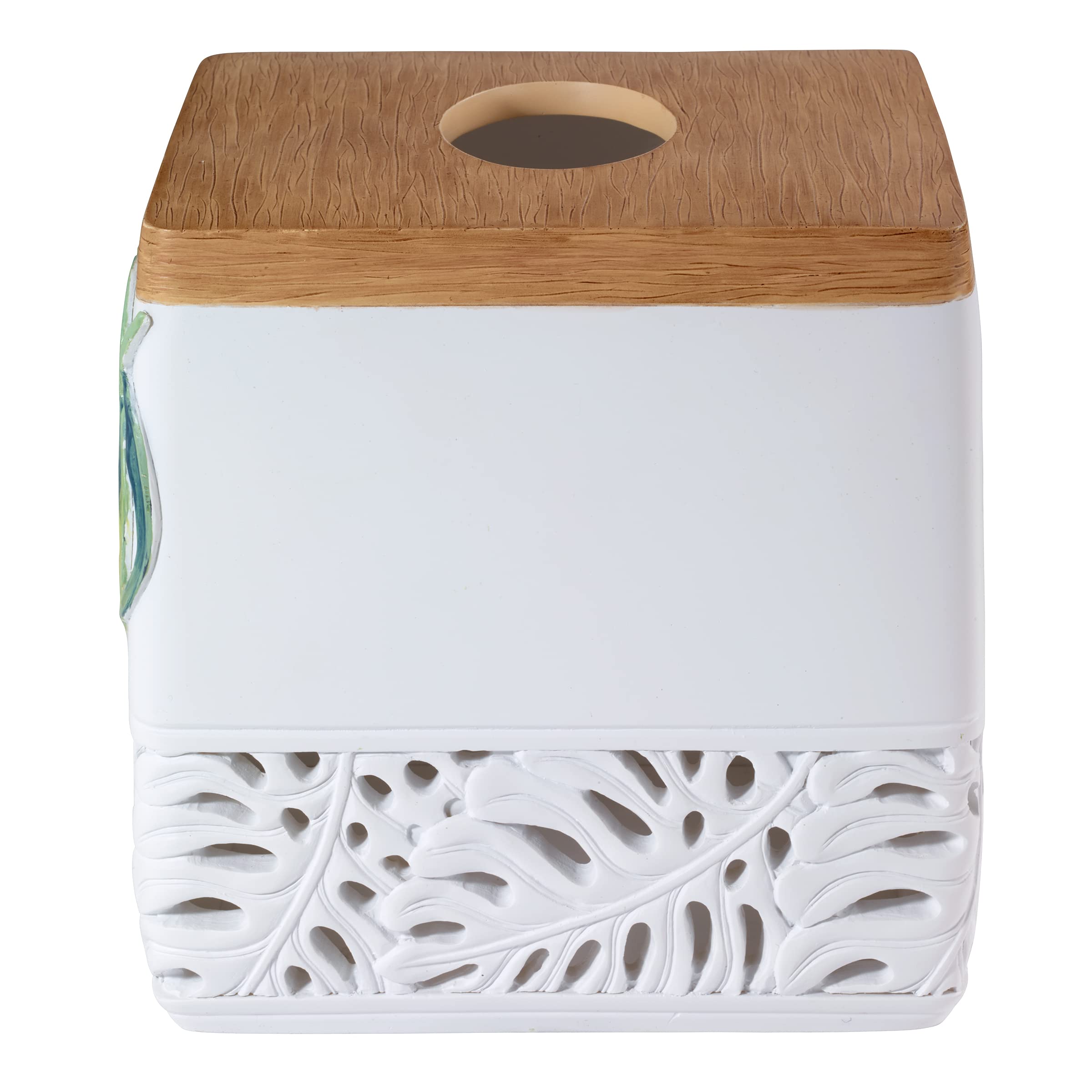 Avanti Linens - Tissue Box Cover, Resin Countertop Accessories, Stylish Home Decor (Viva Palm Collection)