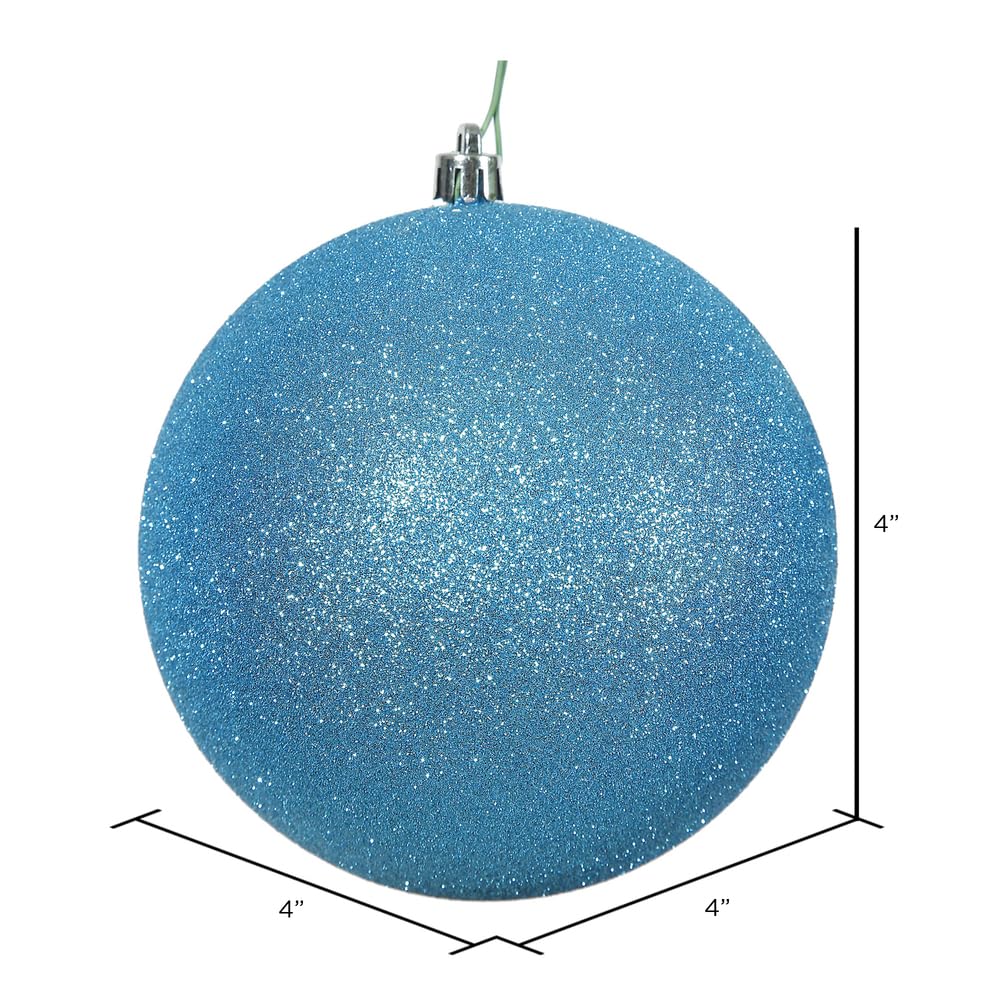 Vickerman 4 Turquoise Glitter Ball Ornament, 6 per Bag