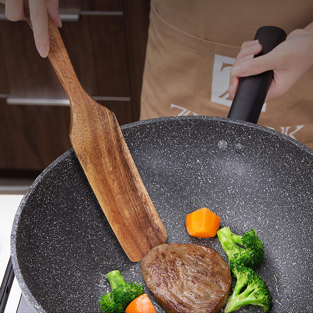 Wooden Cooking Utensils, Wooden Spatulas Set As Seen On Tv, Aoosy 5 Pcs Natural Acacia Wood Spurtle Kitchen Tools Utensil Set He