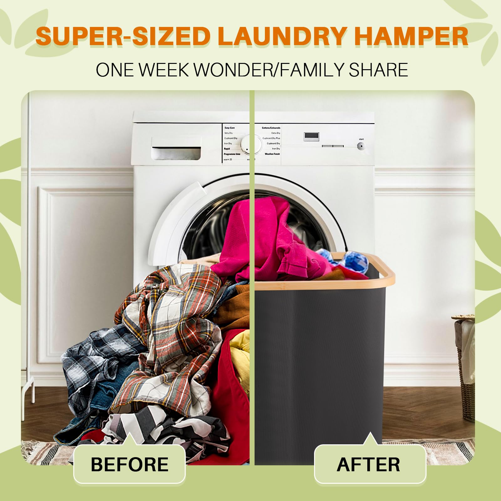 Laundry Hamper 3 Section, 160L Extra Large Hampers For Laundry Basket With Lid, Dirty Clothes Hamper Laundry Basket Organizer Fo