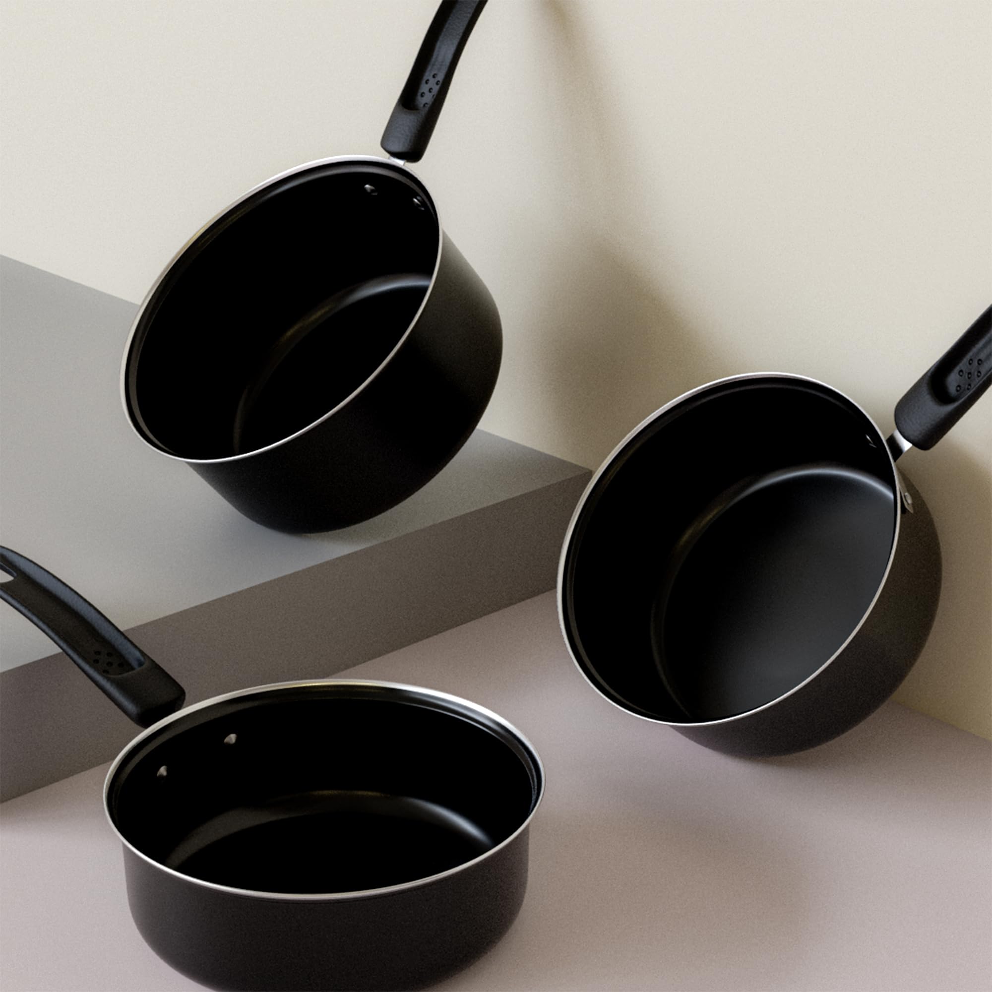Ecoluxe Saucepan Set Of 3 For Tea Milk, Coffee, Chai Pan Induction Base And Gas T Pan (Patila)|Tea/Milk Boiling Pot Vessel | Sos