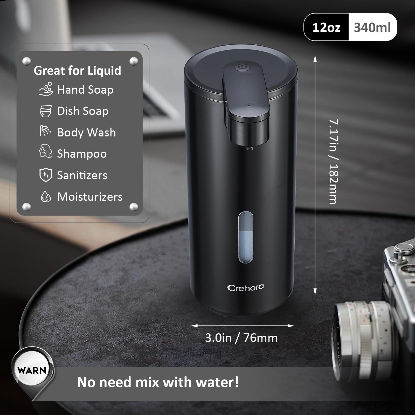 Automatic Soap Dispenser, Touchless Soap Dispenser, 3 Adjustable Volume Hand Free Soap Dispenser, Bathroom Soap Dispenser, Dish