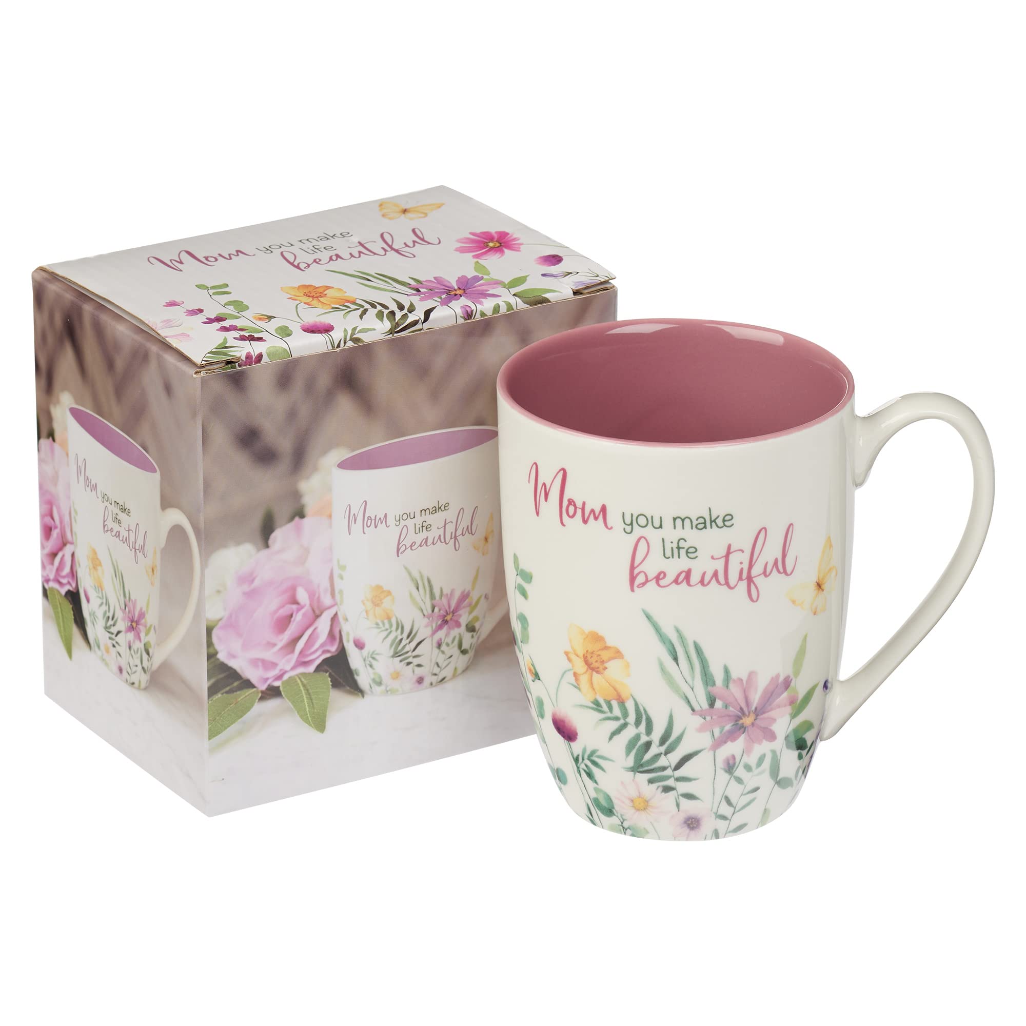 Special Coffee Mug For Mothers, Mom You Make Life Beautiful Purple Wildflowers Inspirational Coffee/Tea Cup For Her Birthday, Mo