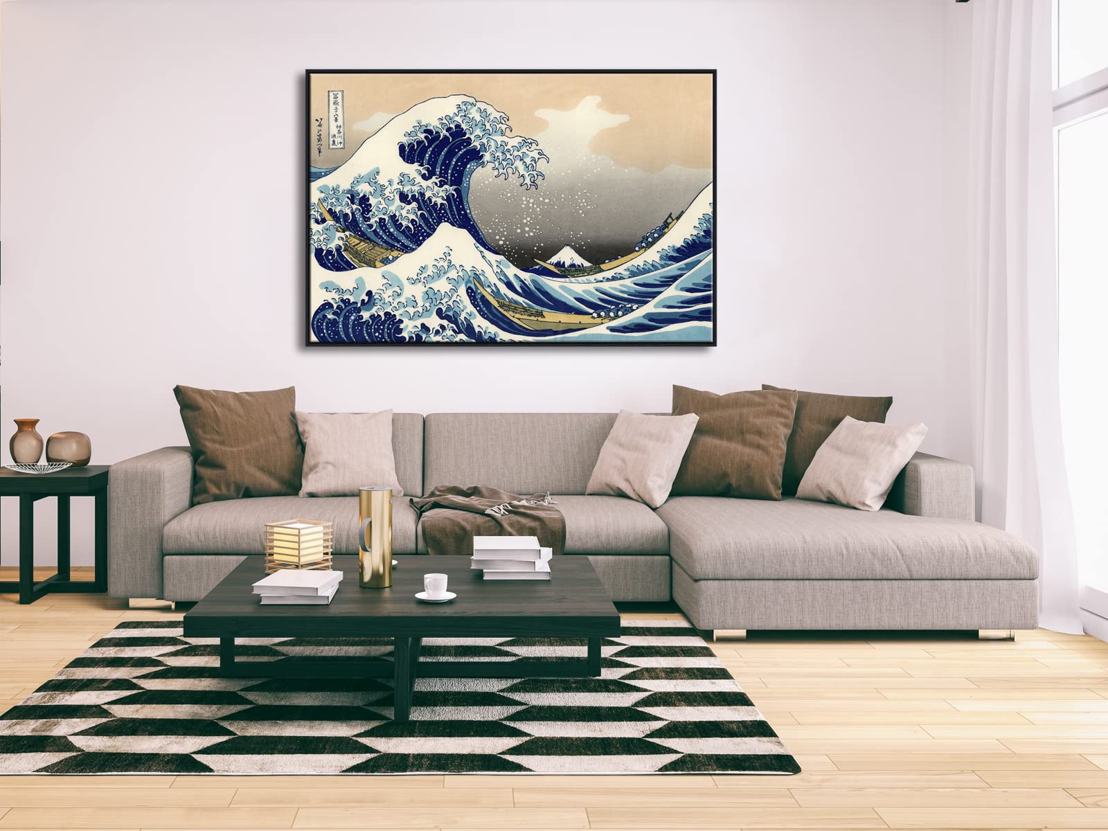 Wieco Art Extra Large Black Framed Art Great Wave Of Kanagawa Katsushika Hokusai Canvas Prints Wall Art Abstract Seascape Painti