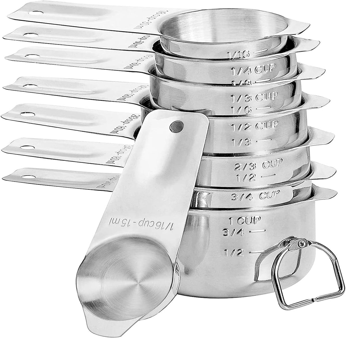 Dotinghux 8 Pcs Stainless Steel Measuring Cups Set, Kitchen Measuring Cup For Cooking And Baking