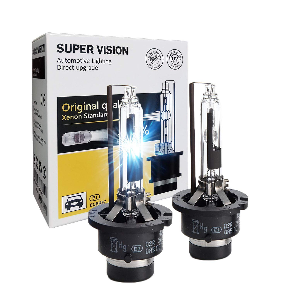Socal-Led 2X D2R Hid Bulbs 35W Ac Factory Xenon Hid Headlight Direct Replacement 8000K Light Blue