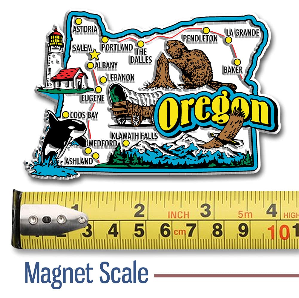 Oregon Jumbo State Magnet By Classic Magnets, 4'' X 2.6'', Collectible Souvenirs Made In The Usa