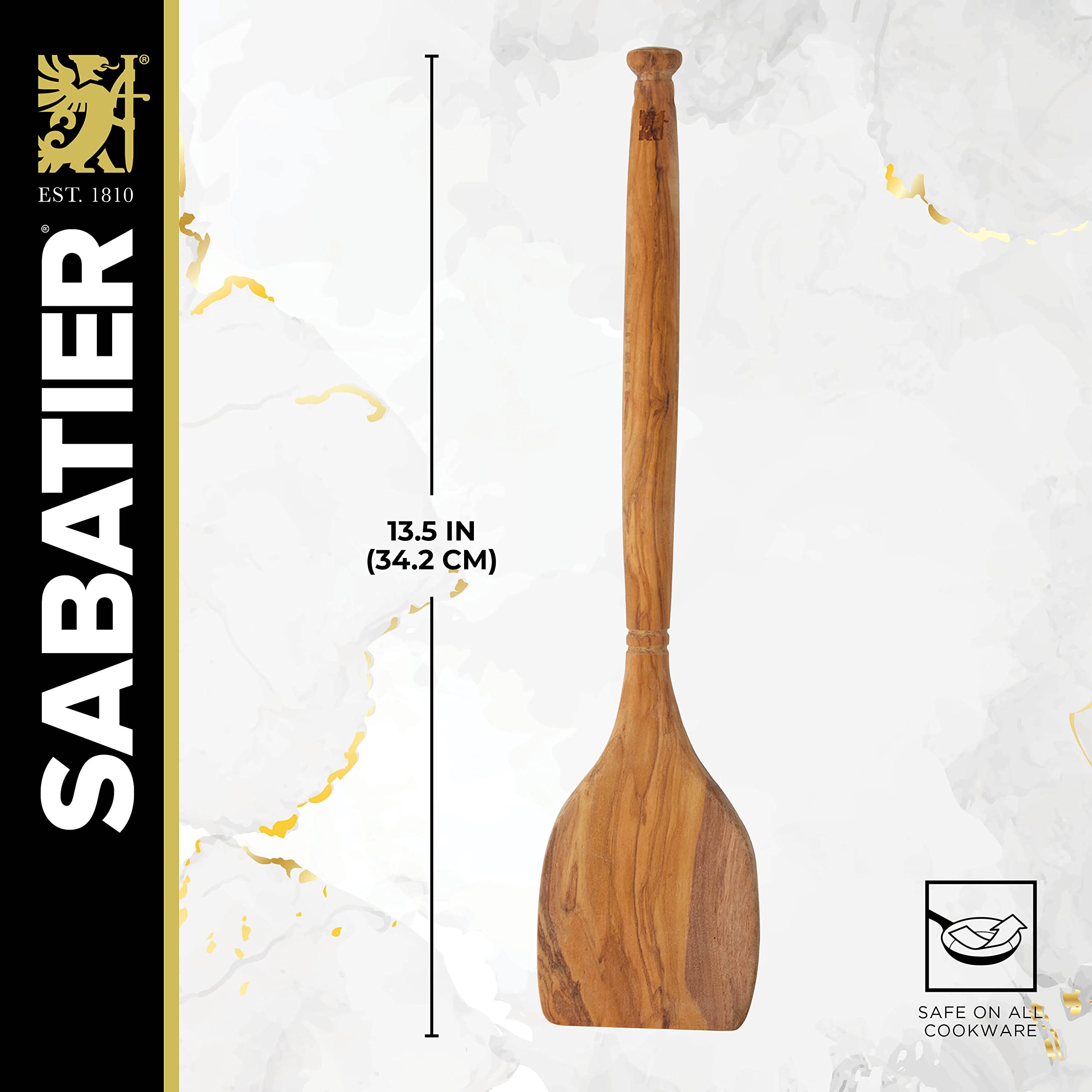 Sabatier Olivewood Turner, Perfect For Flipping, Scraping, And Chopping Food, 13.96 X 3.30 X 0.83 ''