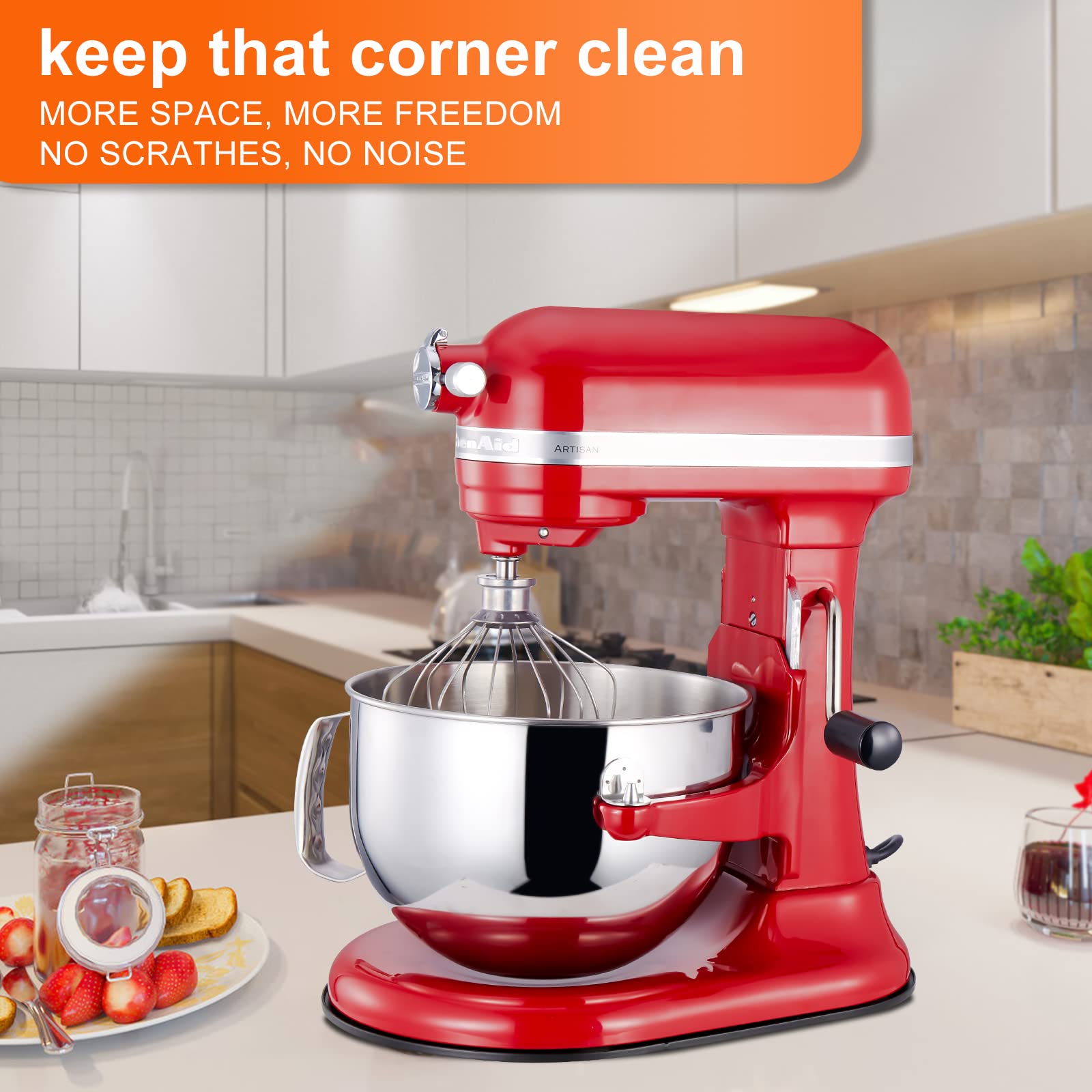 Mixer Mat Slider For Kitchenaid 5-8 Qt Tilt Head Stand Mixer - Bamboo Kitchen Appliance Sliding Tray Mixer Mover Slider Board Co
