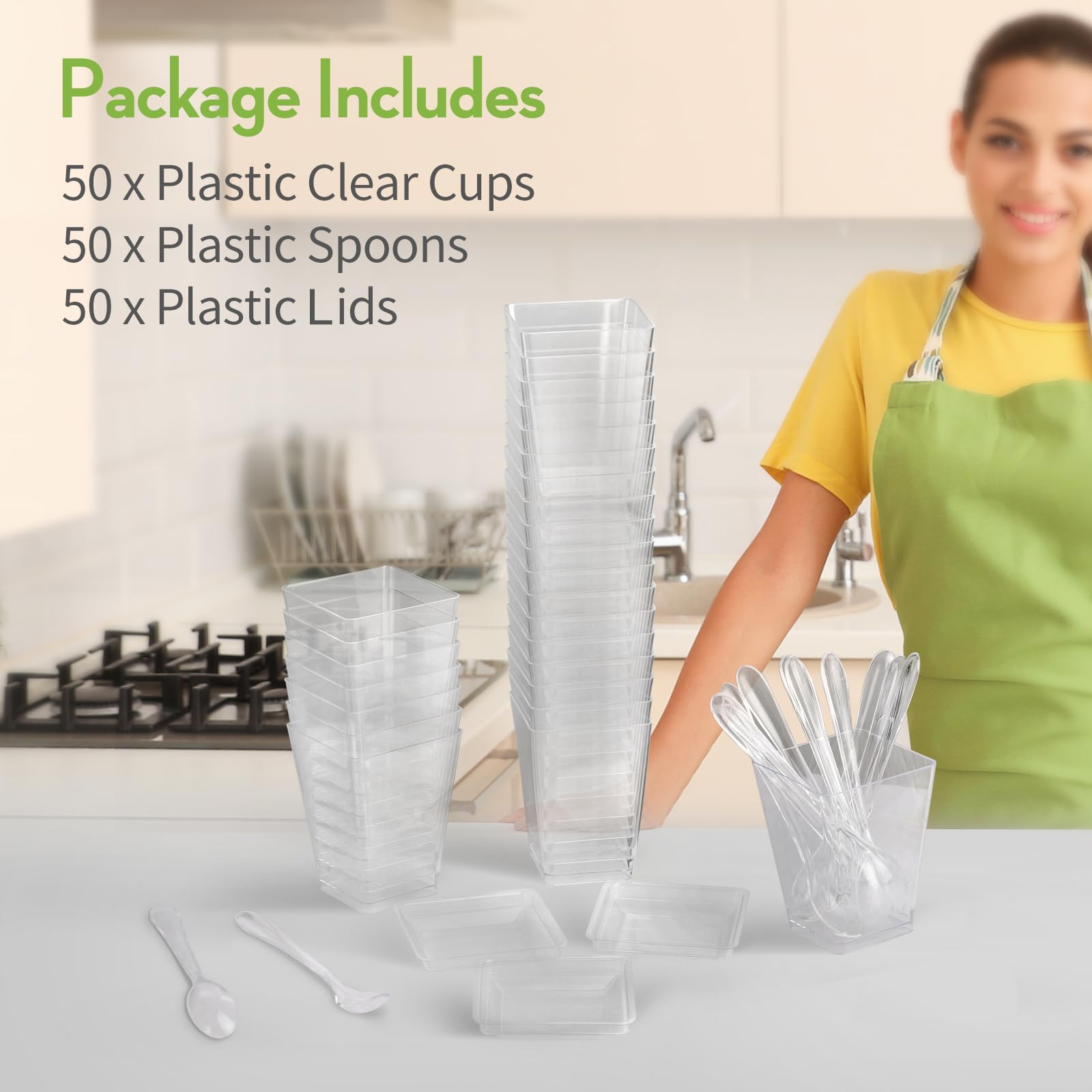 Fifwvgp 50 Pack 5 Oz Plastic Dessert Cups With Lids And Spoons, Yogurt Parfait Cups With Lids Appetizer Cups For Party, Mini Des