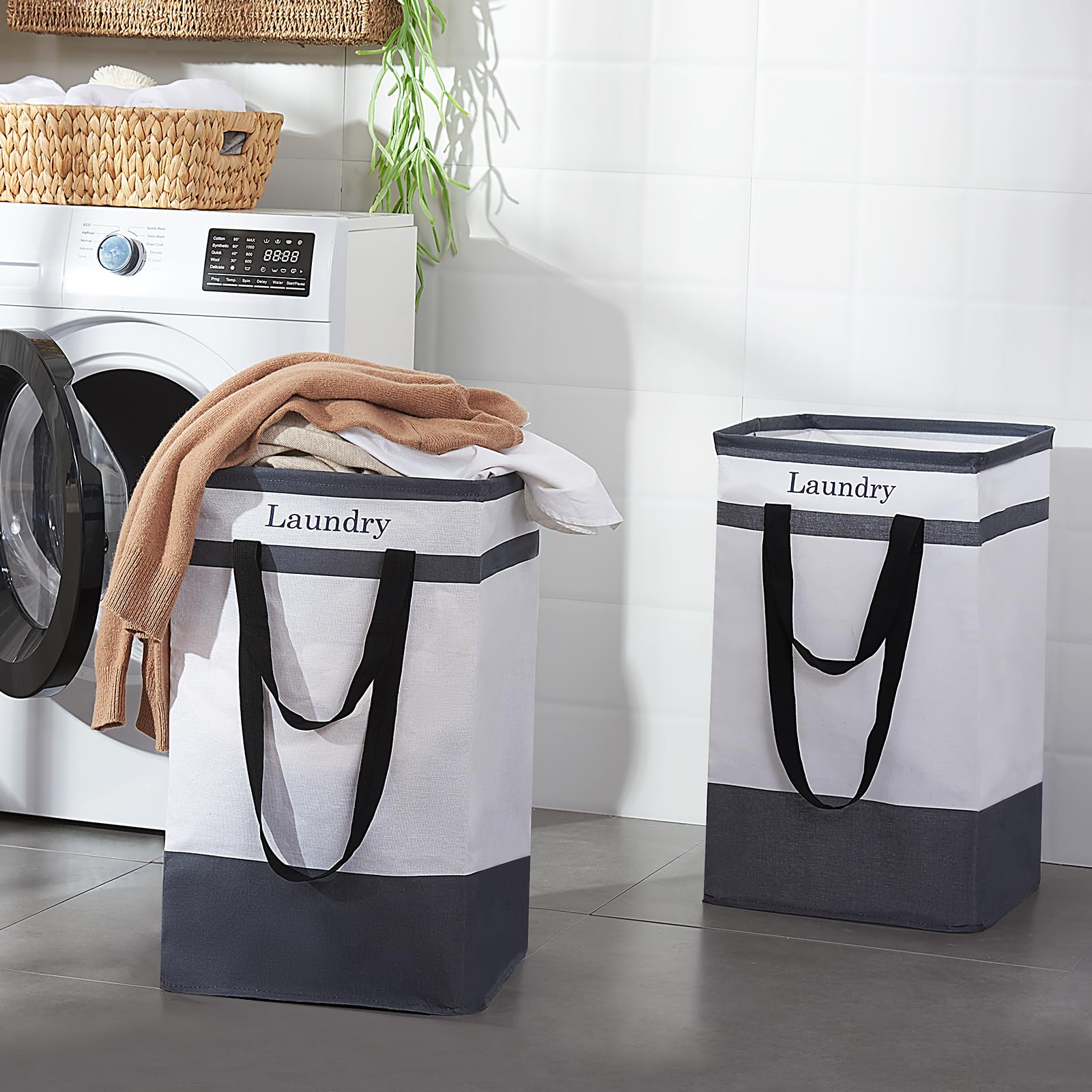 Fairyhaus Laundry Basket 100L, 2Pack Laundry Hamper With Easy Carry Handles, Collapsible Laundry Baskets Hampers For Bathroom Cl