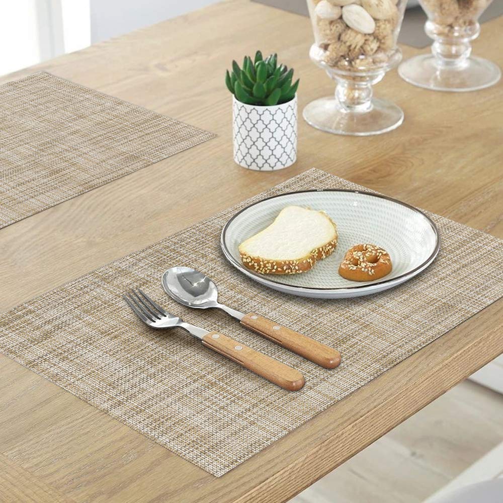 Homedge Pvc Placemat, 4 Pcs Of Non-Slip Heat Resistant Place Mats, Washable Vinyl Placemats, Set Of 4 - Linen Yellow