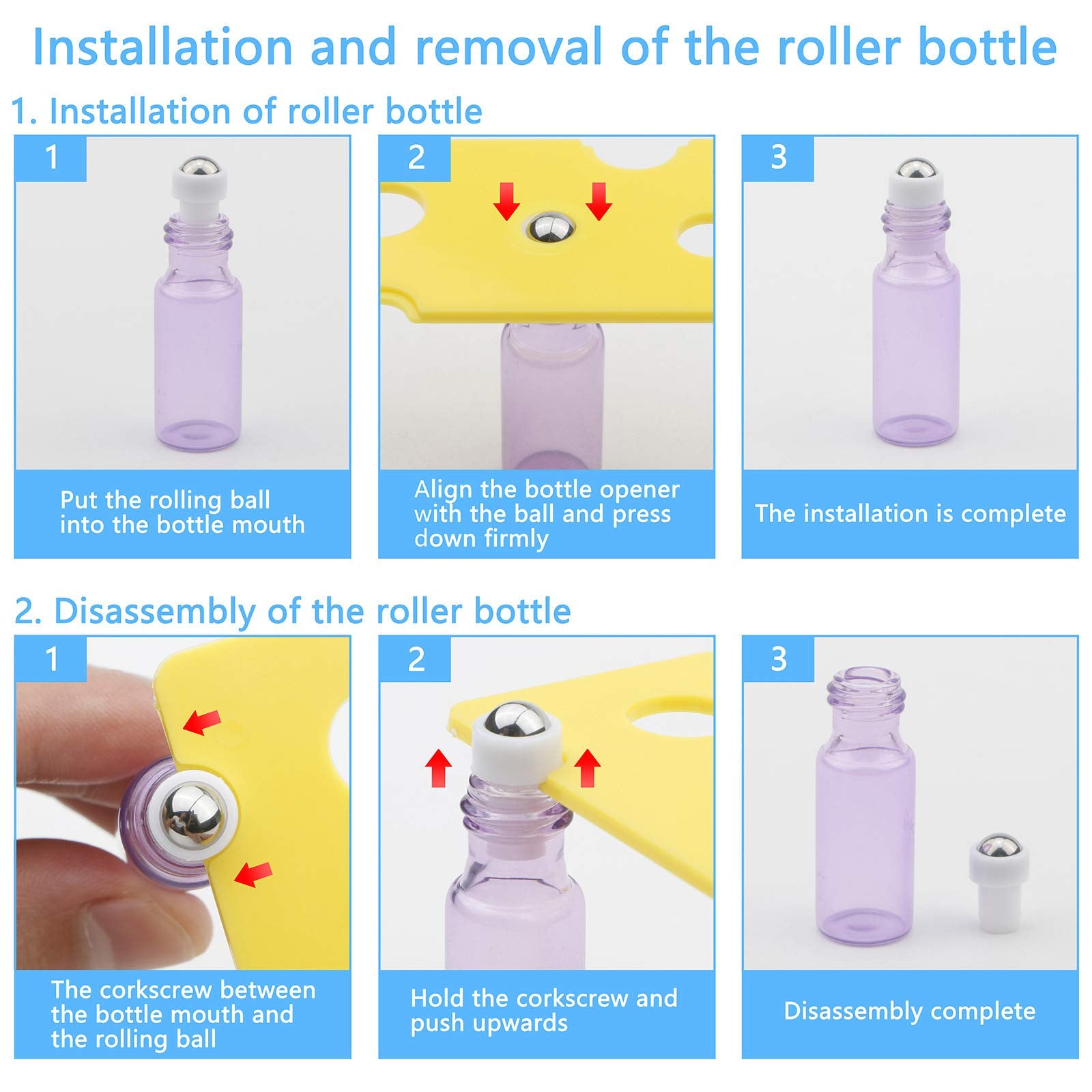 Newzoll Glass Roll-On Bottles Set, 10Pcs 5Ml Roller Bottles With Opener, Stainless Steel Roller Balls Roller Bottles Vials For E