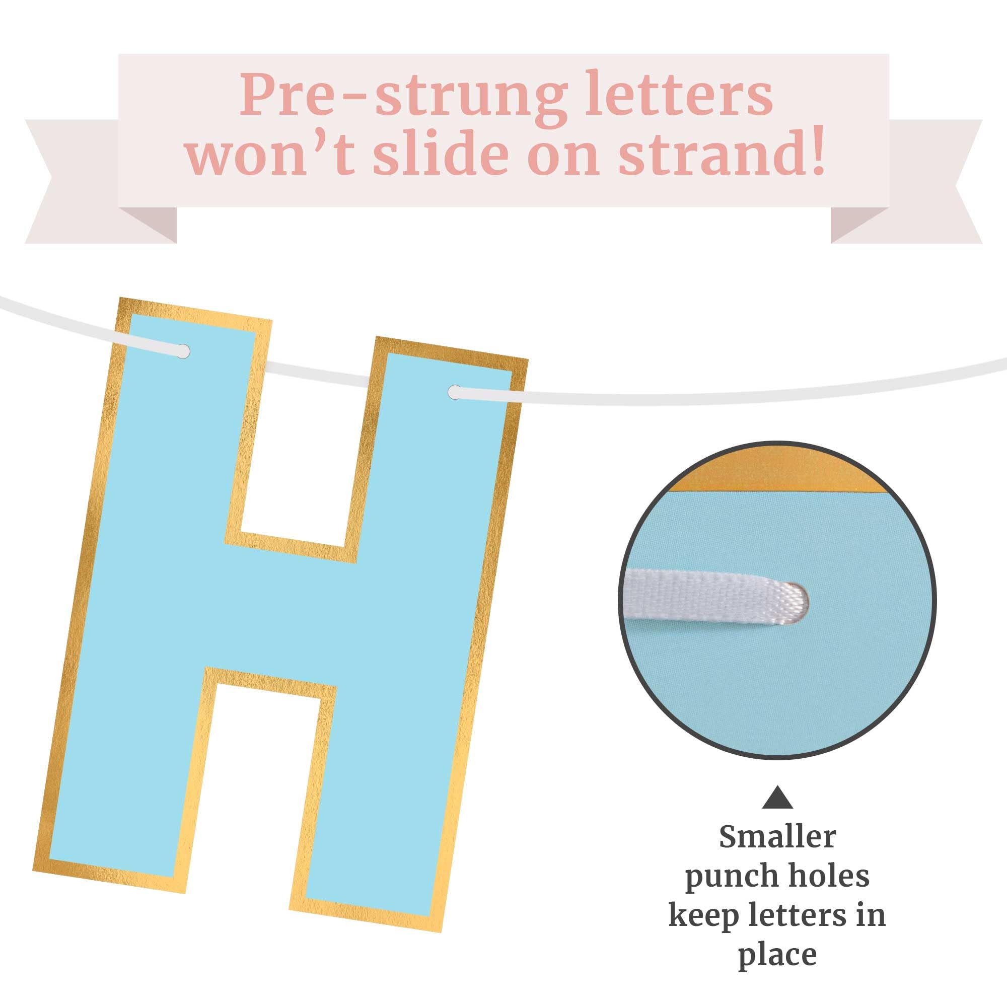 Pre-Strung Happy Birthday Banner - No Diy - Pastel Birthday Party Banner - Pre-Strung On 8 Ft Strands - Pastel Multi Color Rainb