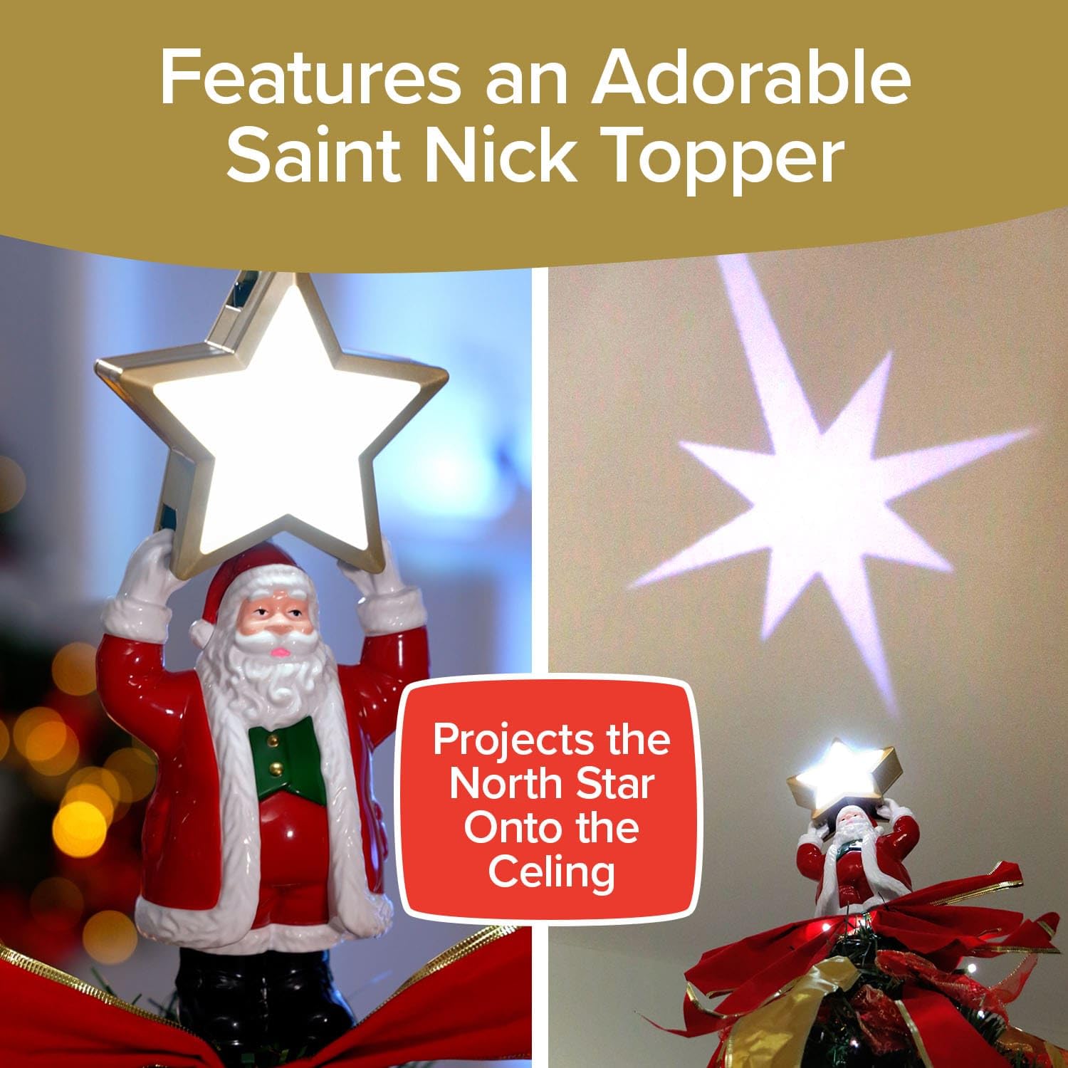 Superstar Santa Pop-Up Signature Series Christmas Tree, 7FT, Pre-Lit w/300 LED Lights, AS SEEN ON TV, Santa Topper Projects Nort
