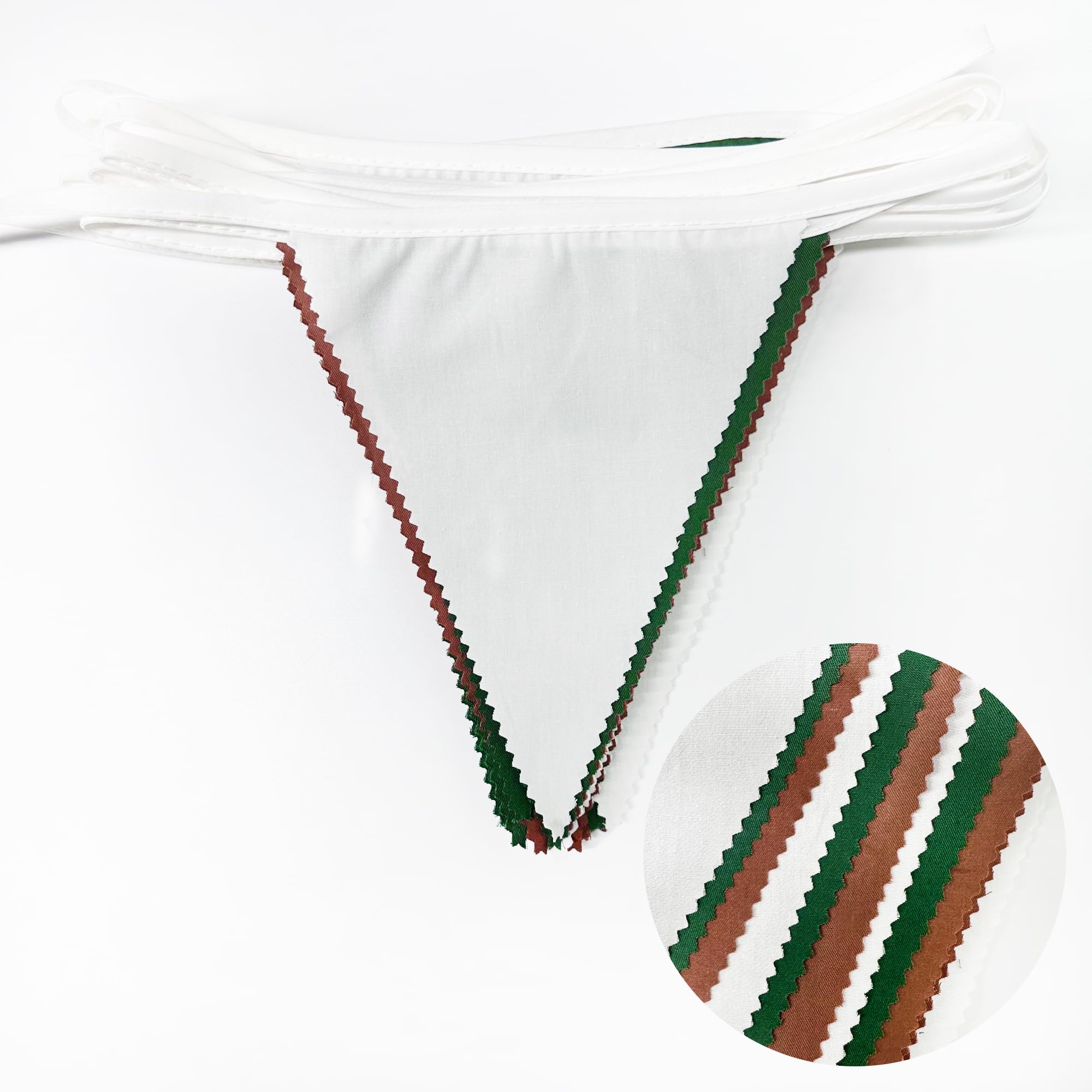 32Ft Green Brown White Party Decorations Brown Green Pennant Banner Fabric Triangle Flag Bunting Garland Streamers For Football