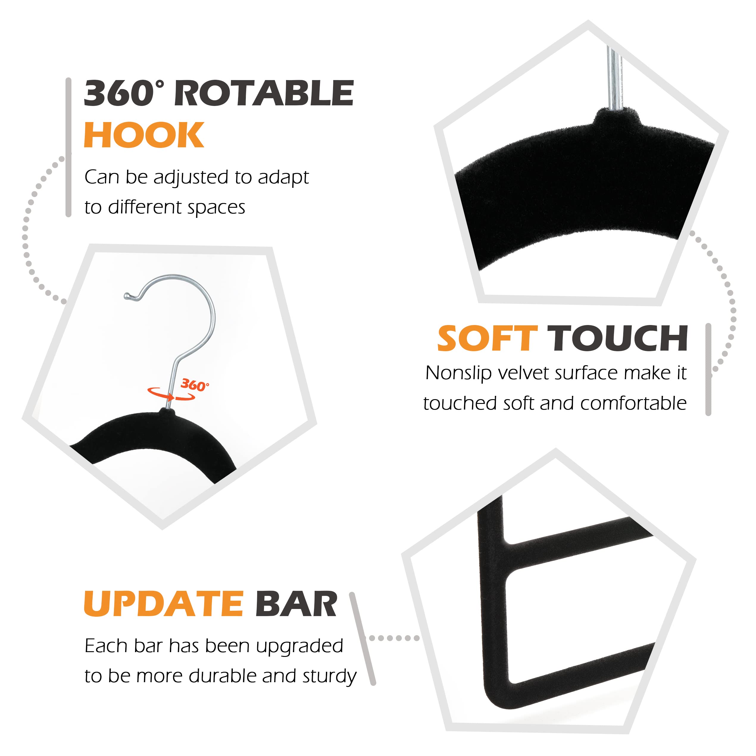 Velvet Pant Clothes Hanger Space Saving Non-Slip Shorts Hanger  Myfolrena Jeans Slack Trousers Hangers Multiple Velvet Hanger Closet Organizer Storage and Organization for Jeans Scarf Tie(Black 3)