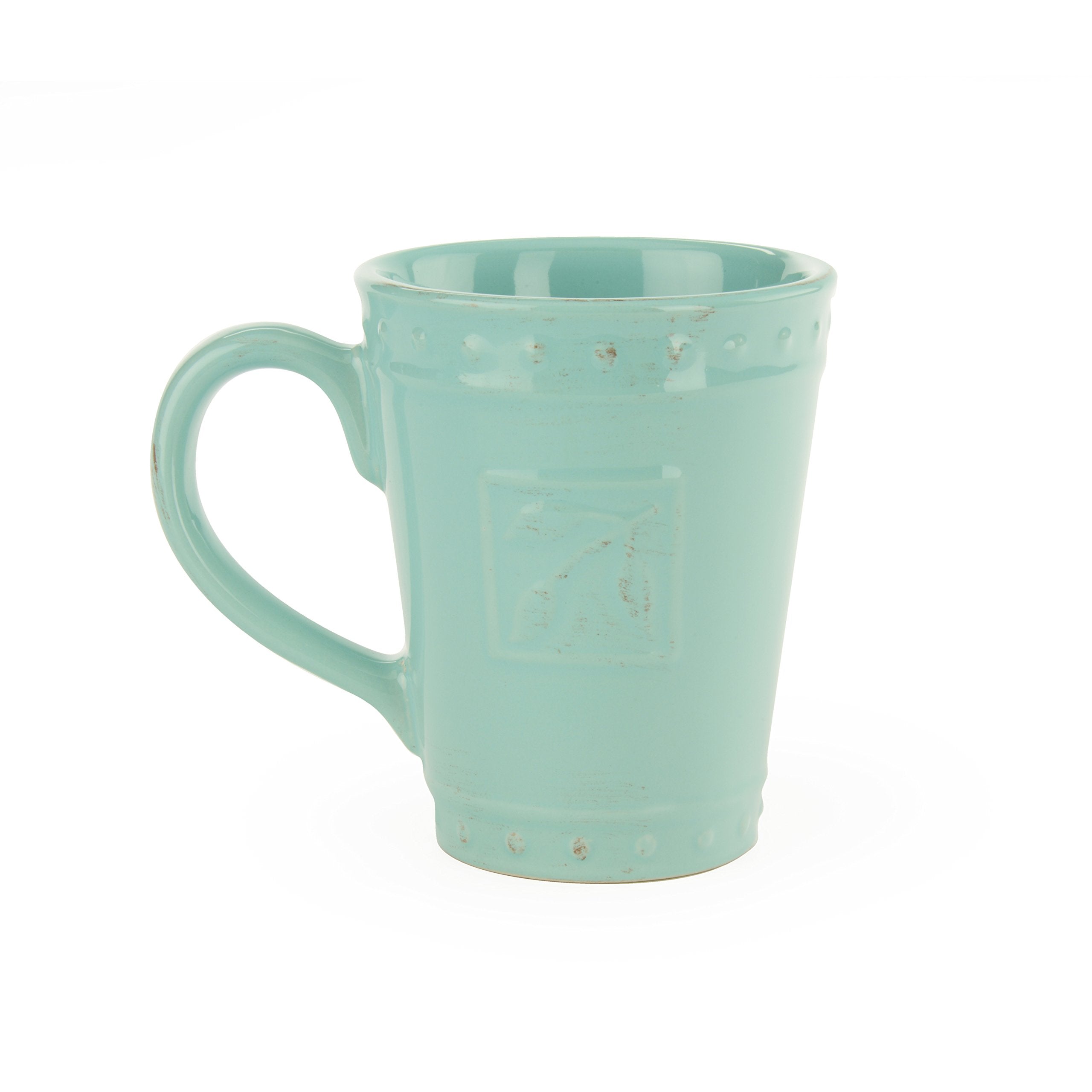 Signature Housewares 4 Piece Sorrento Collection Stoneware Dinnerware Set, Aqua Blue