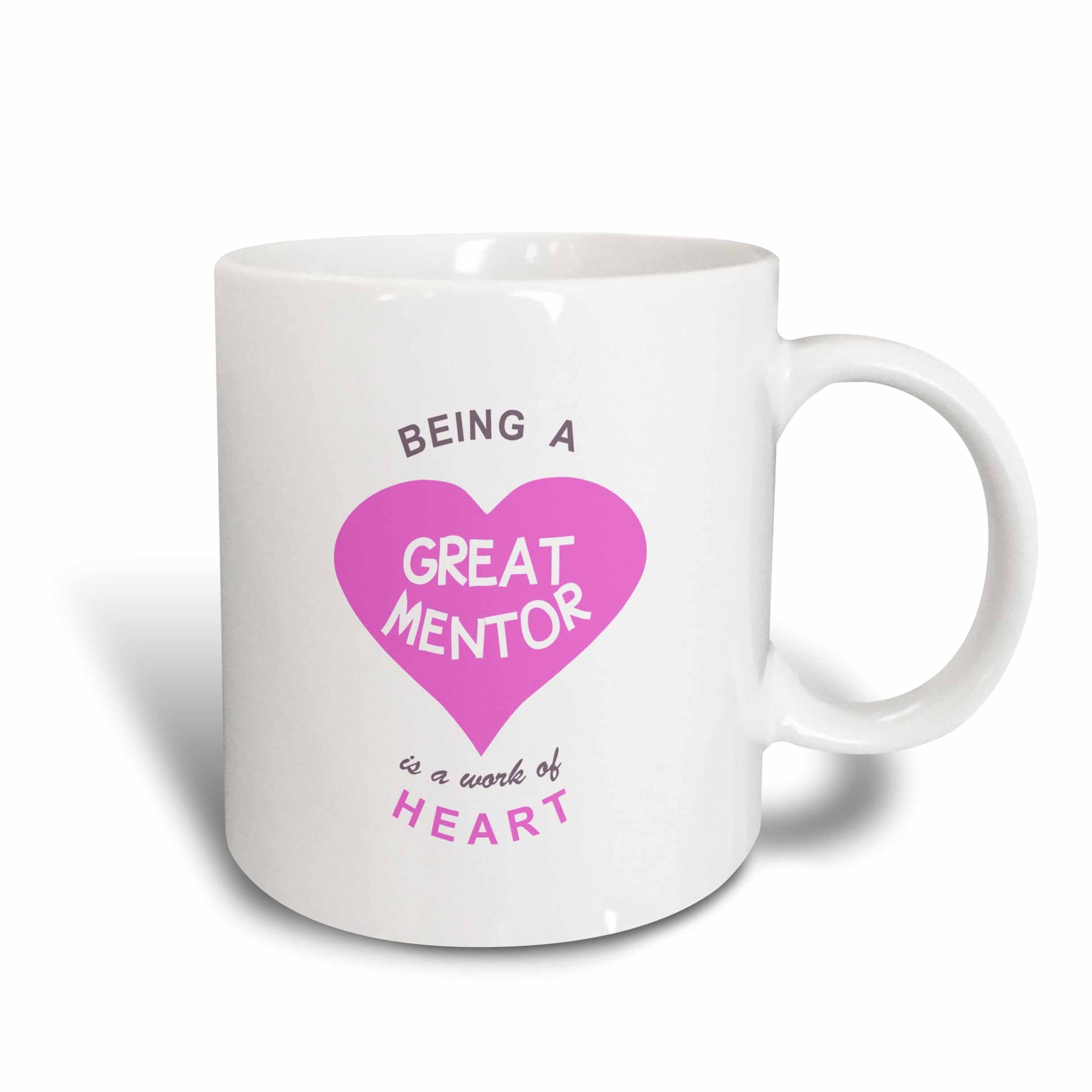 3dRose Work Of Heart-Pink-Good Mentoring Quote Two Tone Mug, 11 oz, Red