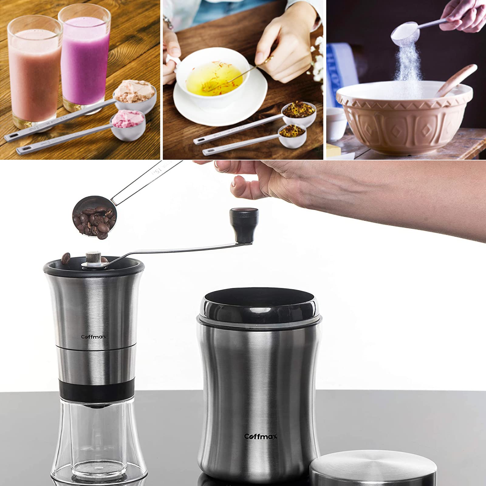 2 Pack Coffee Scoop, Tablespoon Measure Spoon Contains 1 Tablespoon (15Ml) And 2 Tablespoons (30Ml), Stainless Steel Long Handle