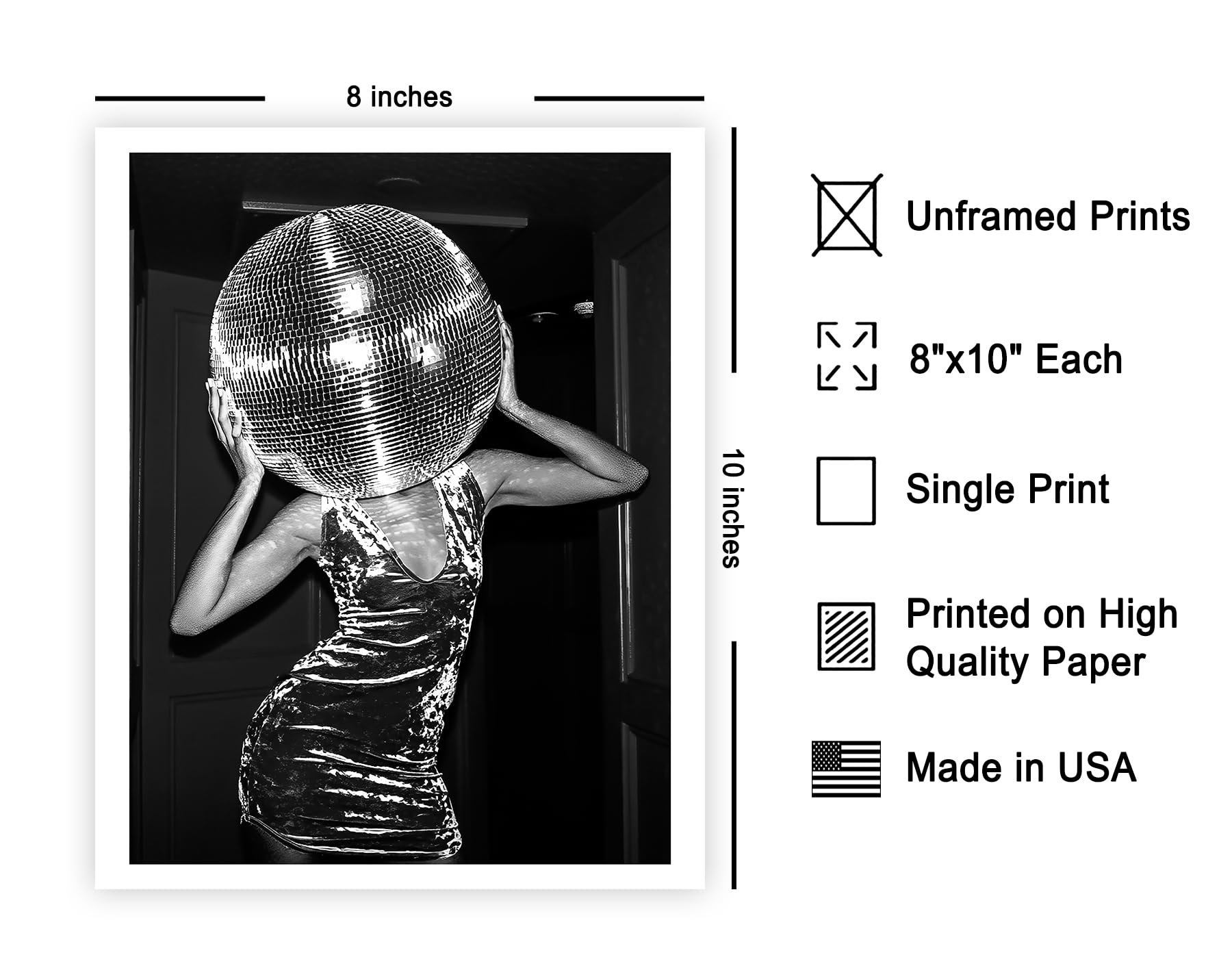 Poster Master Lady Disco Ball Poster - Fashion Print - Photography Art - Trendy Art - Gift For Men, Women & Bartender - Chic Dec