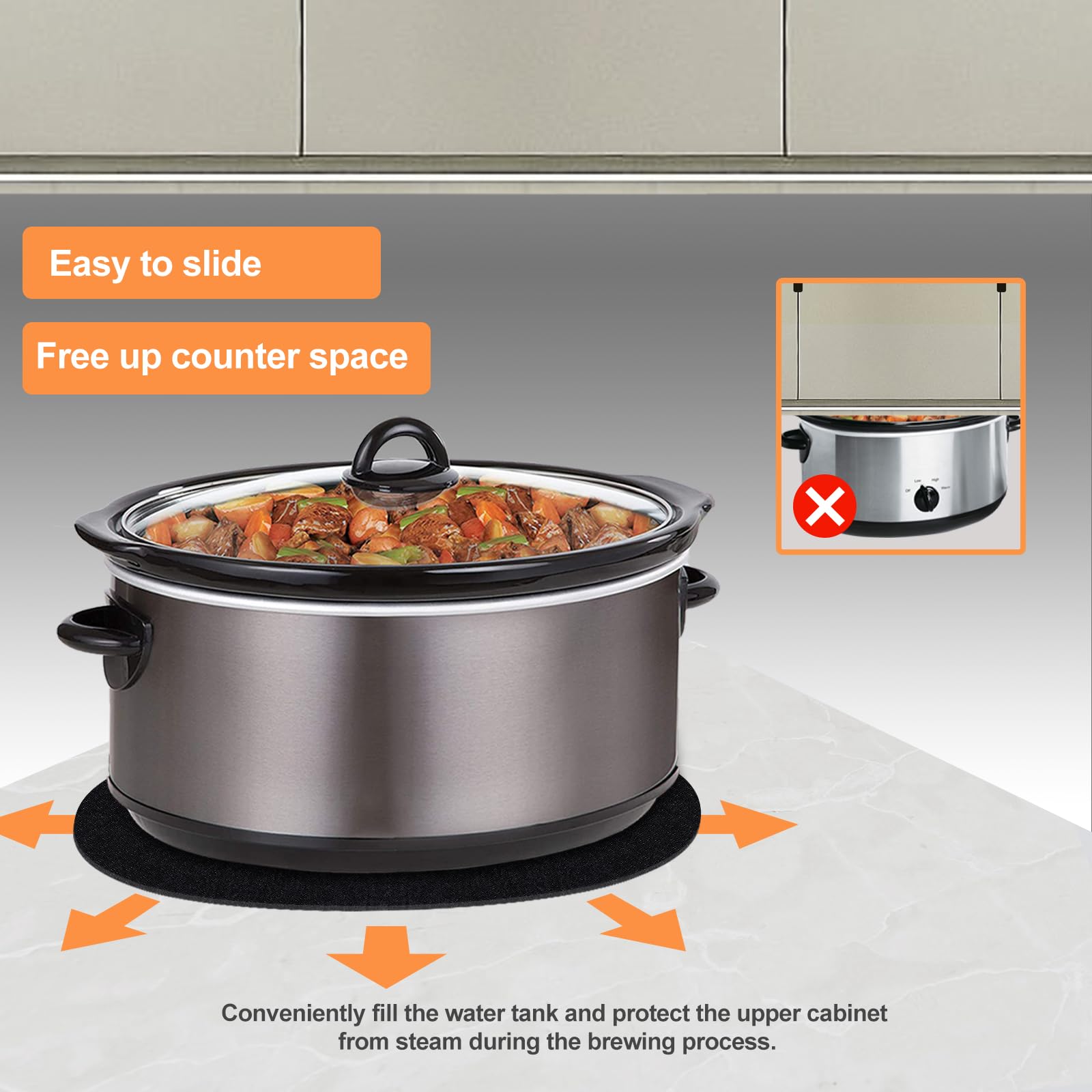 SIUDANGKA Heat Resistant Mat for Slow Cooker, 5-9qt, Coffee, 2 Pack Countertop Protector