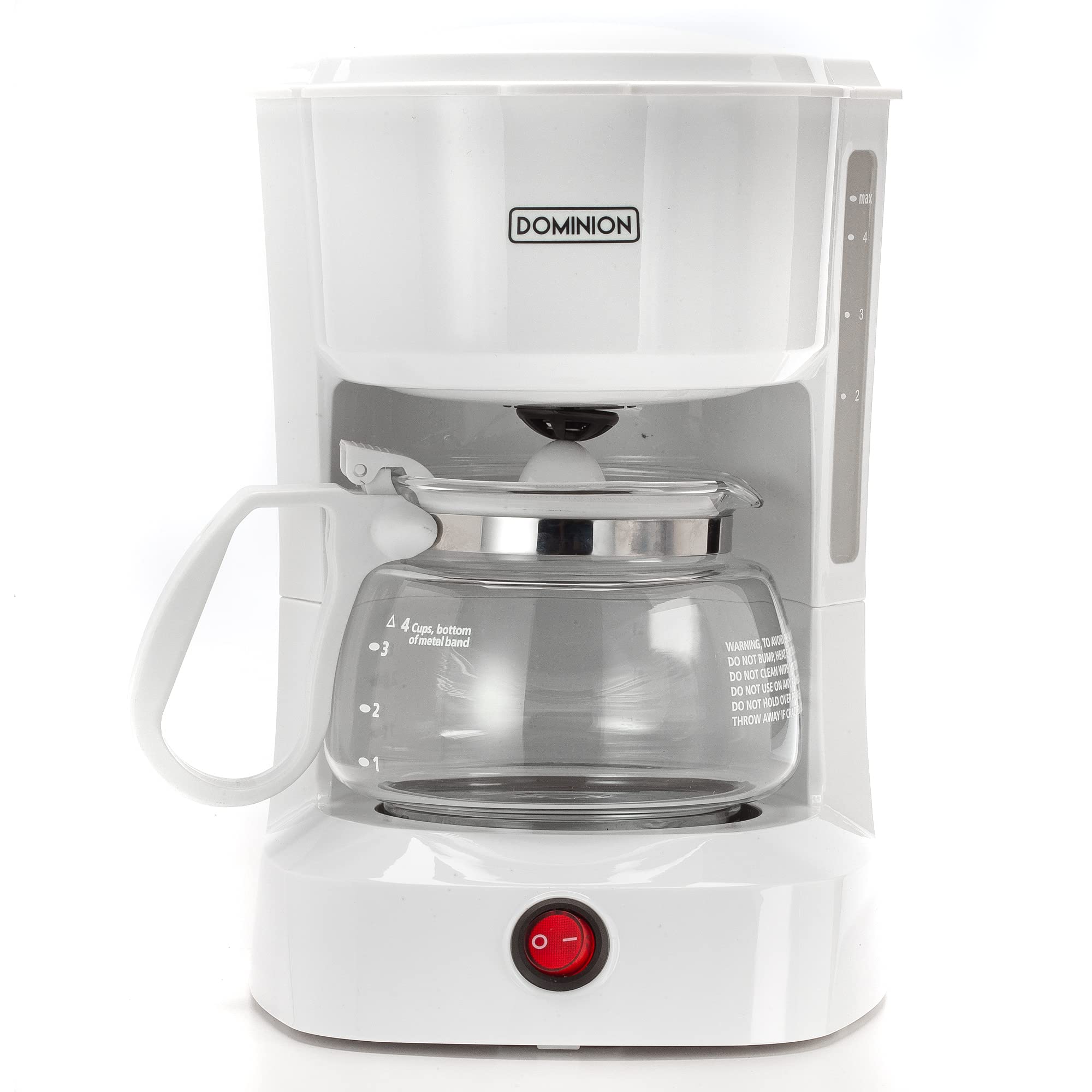 Dominion 4Cup Coffeemaker Compact Coffee Pot Brewer Machine, Quiet Operation with On / Off LED Indicator Light, Convenient Cord