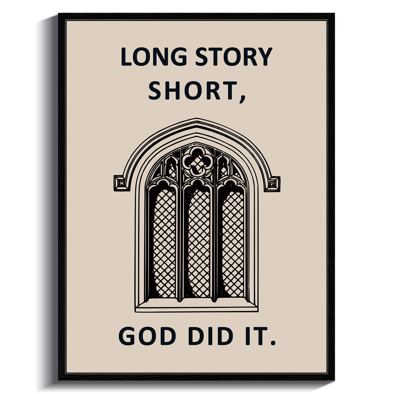 Insimsea Framed Canvas Wall Art, Inspirational Motivational Christian Word Quotes, Long Story Short God Did It, Home Office Chri