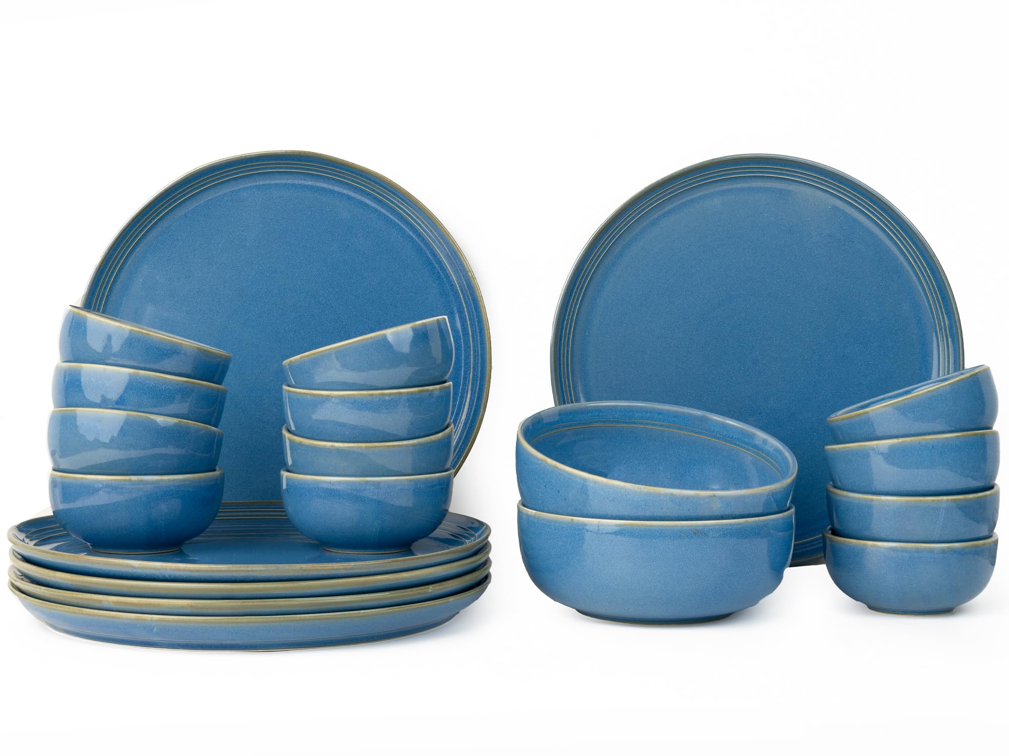 Bodhi House Handcrafted Chip Resistant Porcelain Dinner Set, 20 Pieces Dish Set Serving For 6, Microwave And Dishwasher Safe, Bo