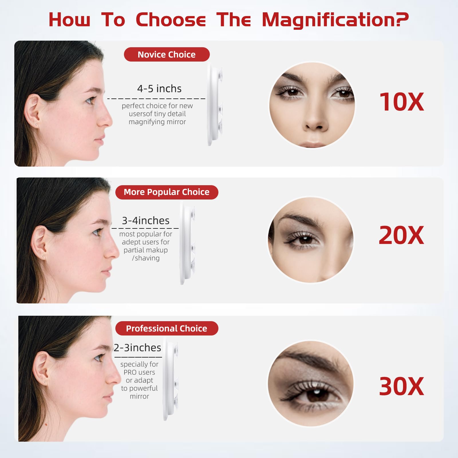 10X Makeup Magnifying Mirror, Large 10X Makeup Magnification Mirror, Round Magnifying Mirror, Compact 6'' Travel Magnifying Mirr