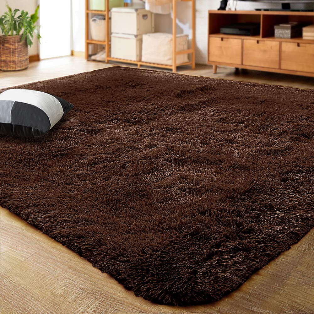 LOCHAS Ultra Soft Indoor Modern Area Rugs Fluffy Living Room Carpets for Children Bedroom Home Decor Nursery Rug 2x3 Feet, Brown