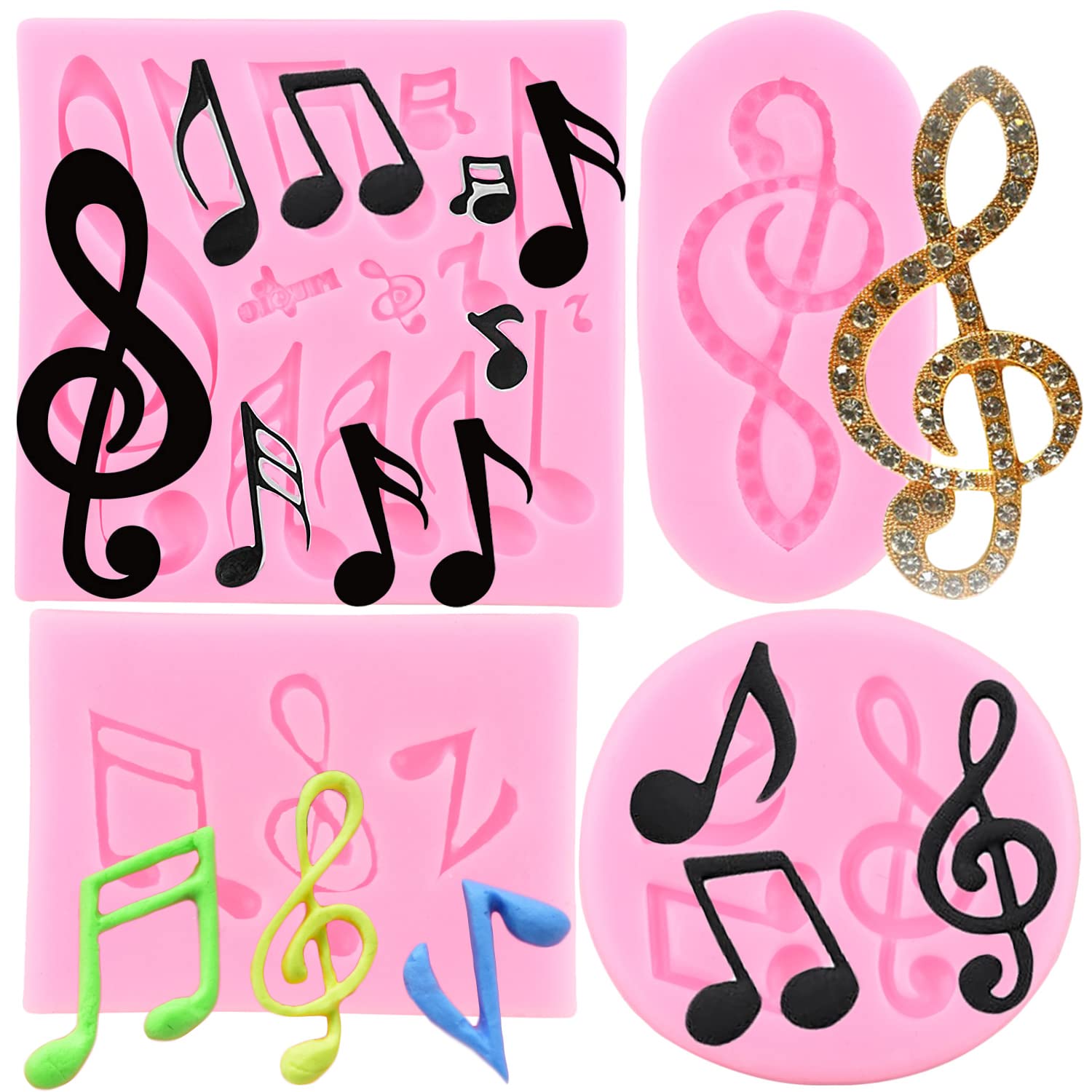 Mujiang Music Note Fondant Mold Music Note Lace Silicone Molds For Cake Decorating Cupcake Topper Candy Chocolate Polymer Clay G