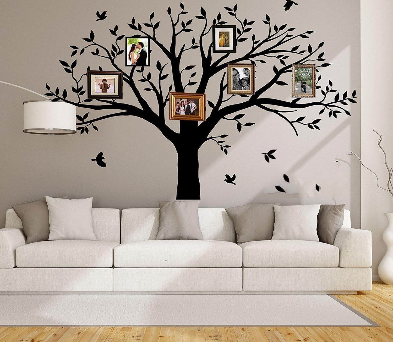 Family Tree Wall Decal Quote- Family Like Branches On A Tree Lettering Tree Wall Sticker For Bedroom Decoration (Black)