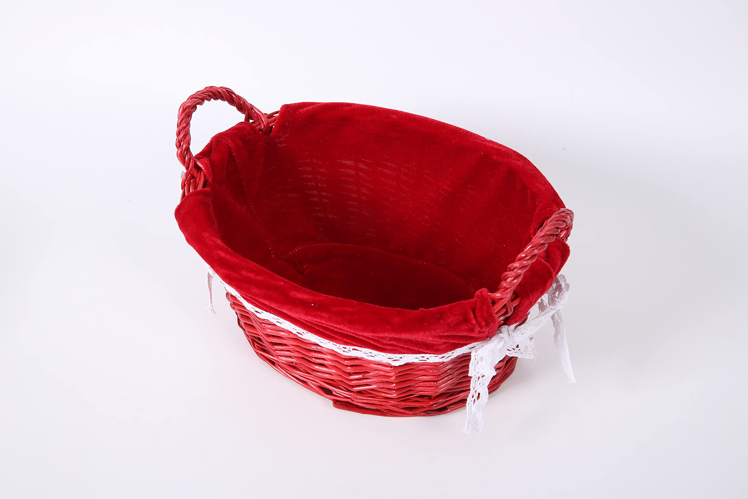 Yrhome Wicker Storage Baskets Oval Woven Basket With Handle Liner For Shelf Decorative Empty Gift Baskets Decor