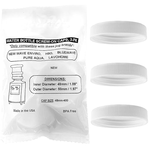 Threaded/Screw-On Caps For 3 And 5 Gallon Water Bottle Jugs (3 Pk) (48Mm, White)