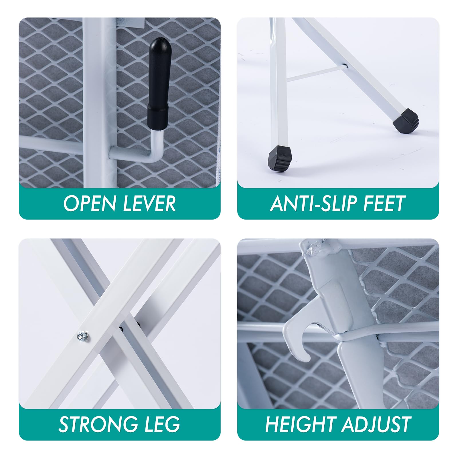 Bktd Ironing Board, Heat Resistant Cover Iron Board With Steam Iron Rest, Non-Slip Foldable Ironing Stand. Heavy Sturdy Metal Fr
