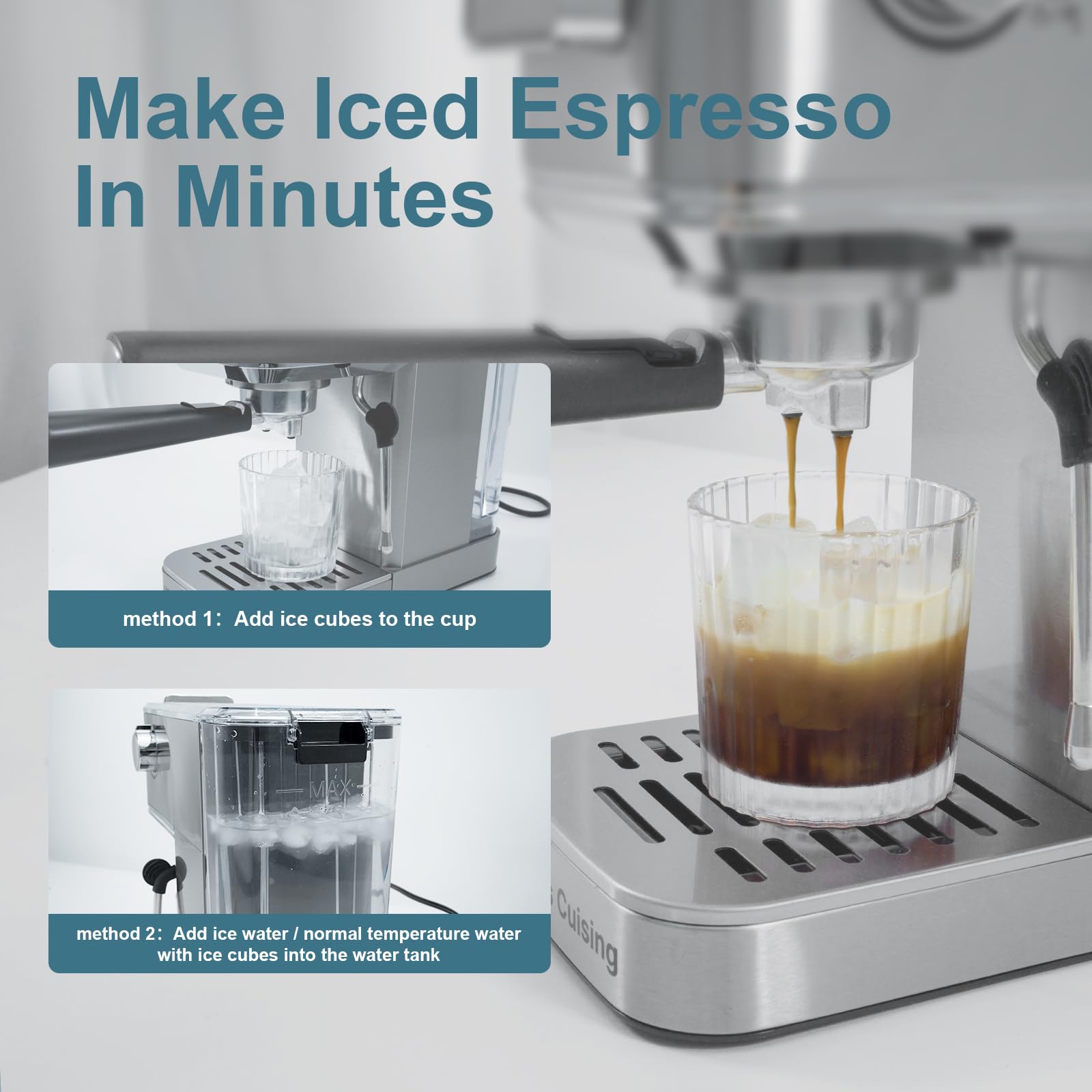 Urintells Cuising Espresso Machine 20 Bar, Touch Screen Espresso Maker With Americano, Coffee Machine With Steam Milk Frother, S