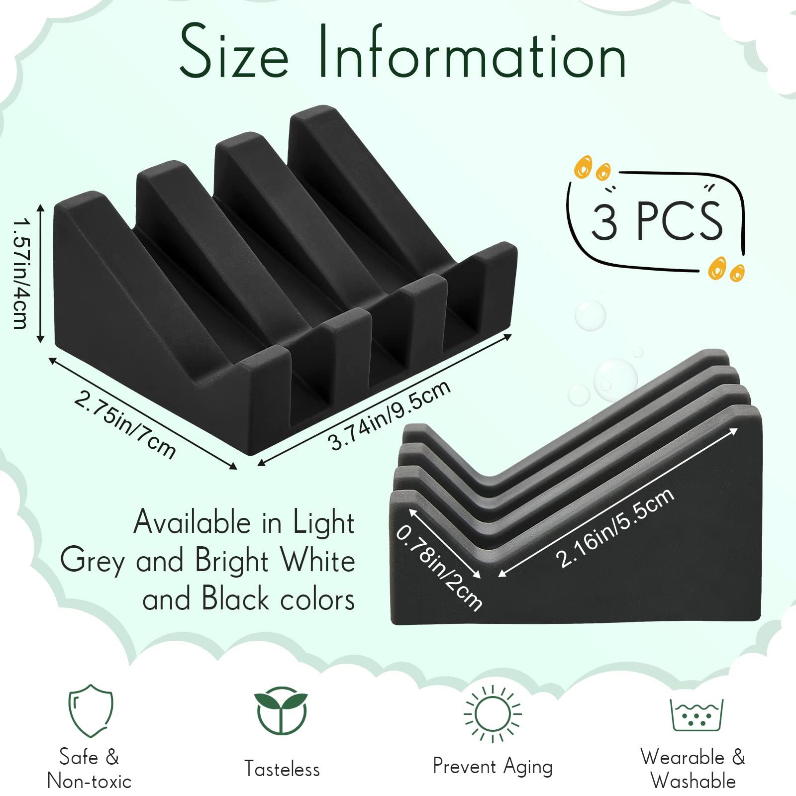 3 Pieces Silicone Soap Dish Self Draining Soap Dish Shower Waterfall Bar Soap Holder Tray With Drain Soap Saver For Kitchen Bath